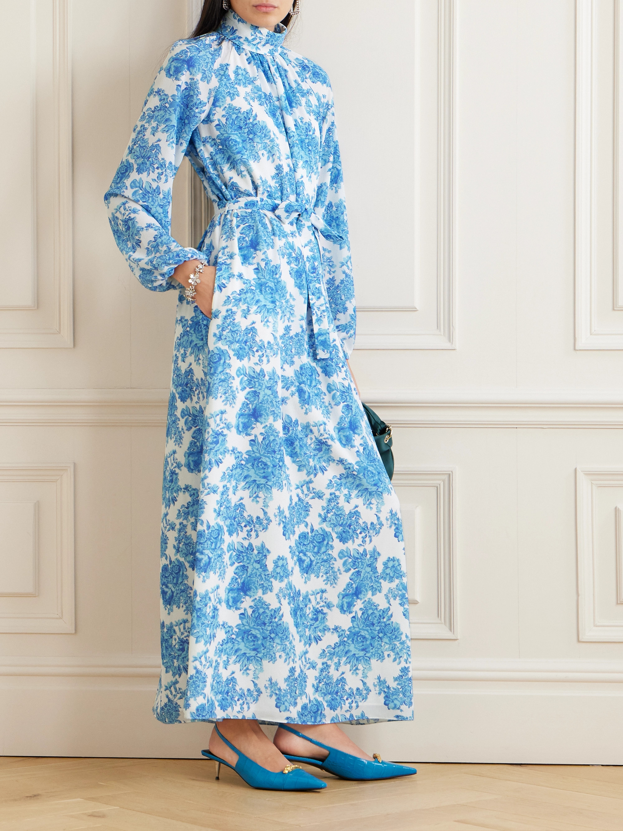 Emilia Wickstead Elanda belted floral-print crepe maxi dress
