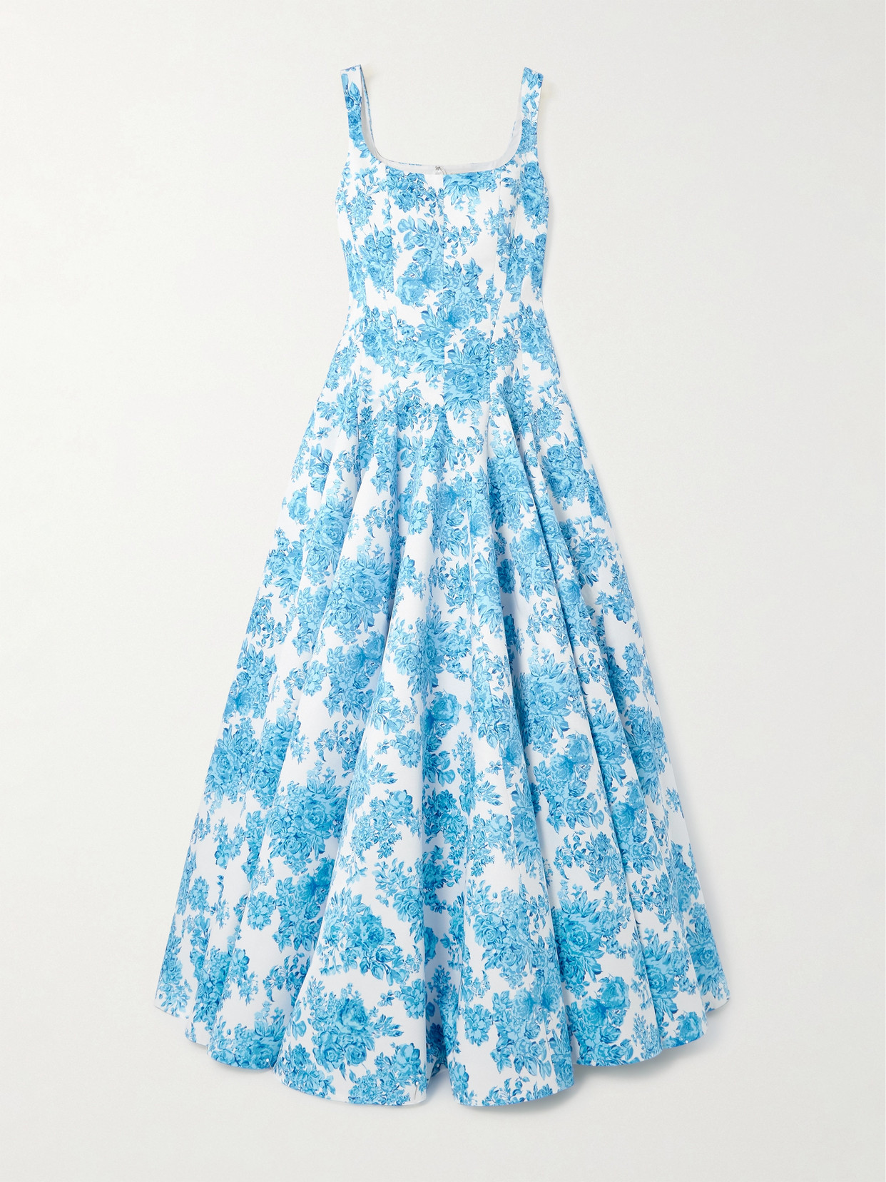 Emilia Wickstead Viri Floral-print Taffeta-faille Gown In Blue