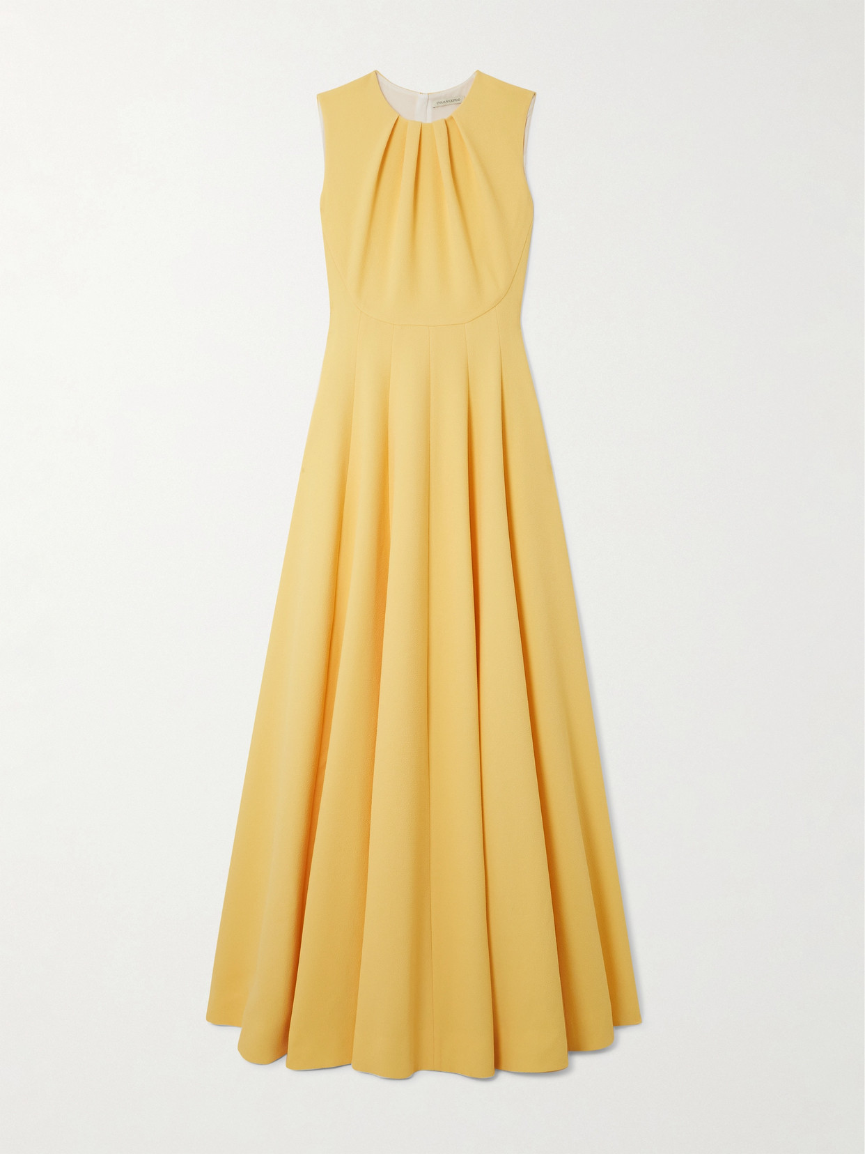 Emilia Wickstead Marlease Pleated Stretch-crepe Gown In Yellow