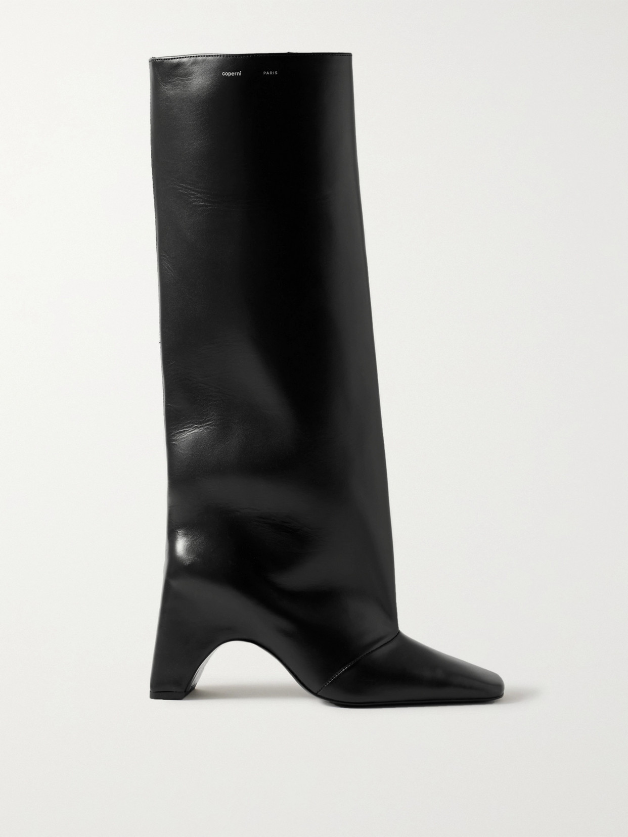 Coperni Bridge Leather Knee Boots In Black