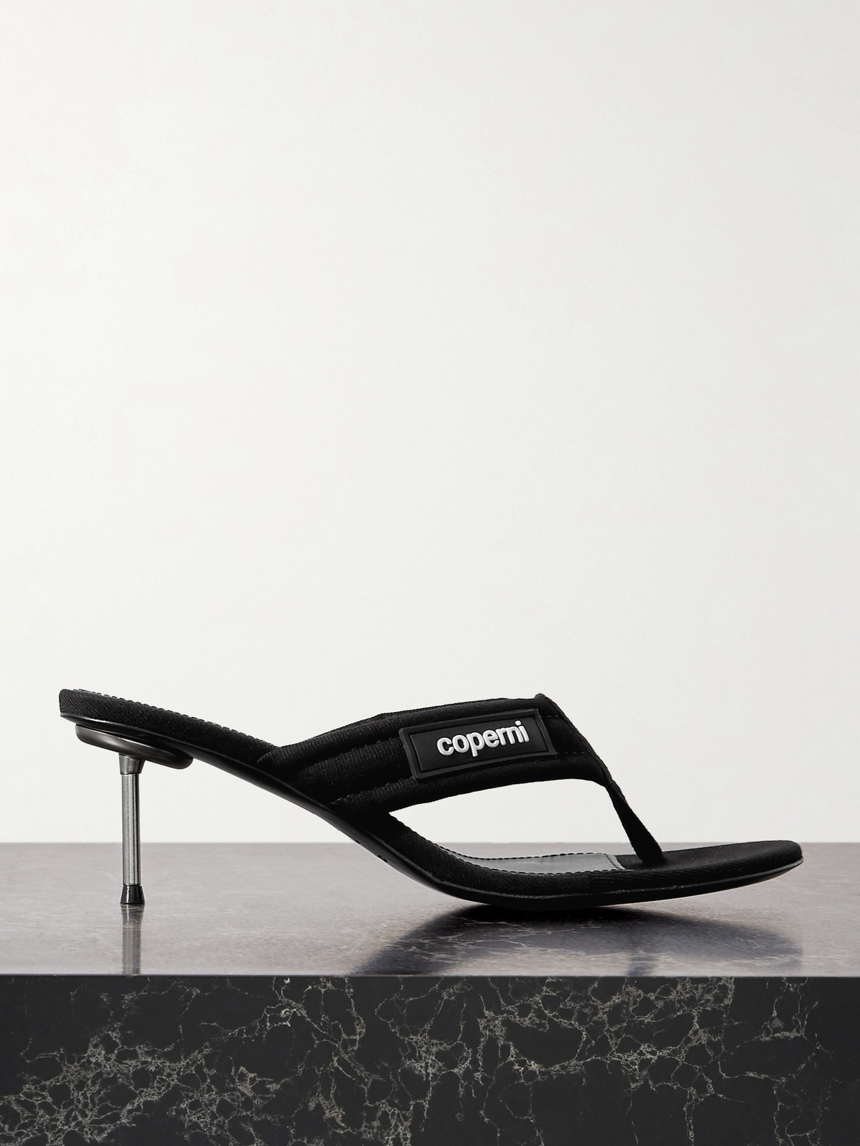 Coperni 70mm Branded Canvas Thong Sandals In Black