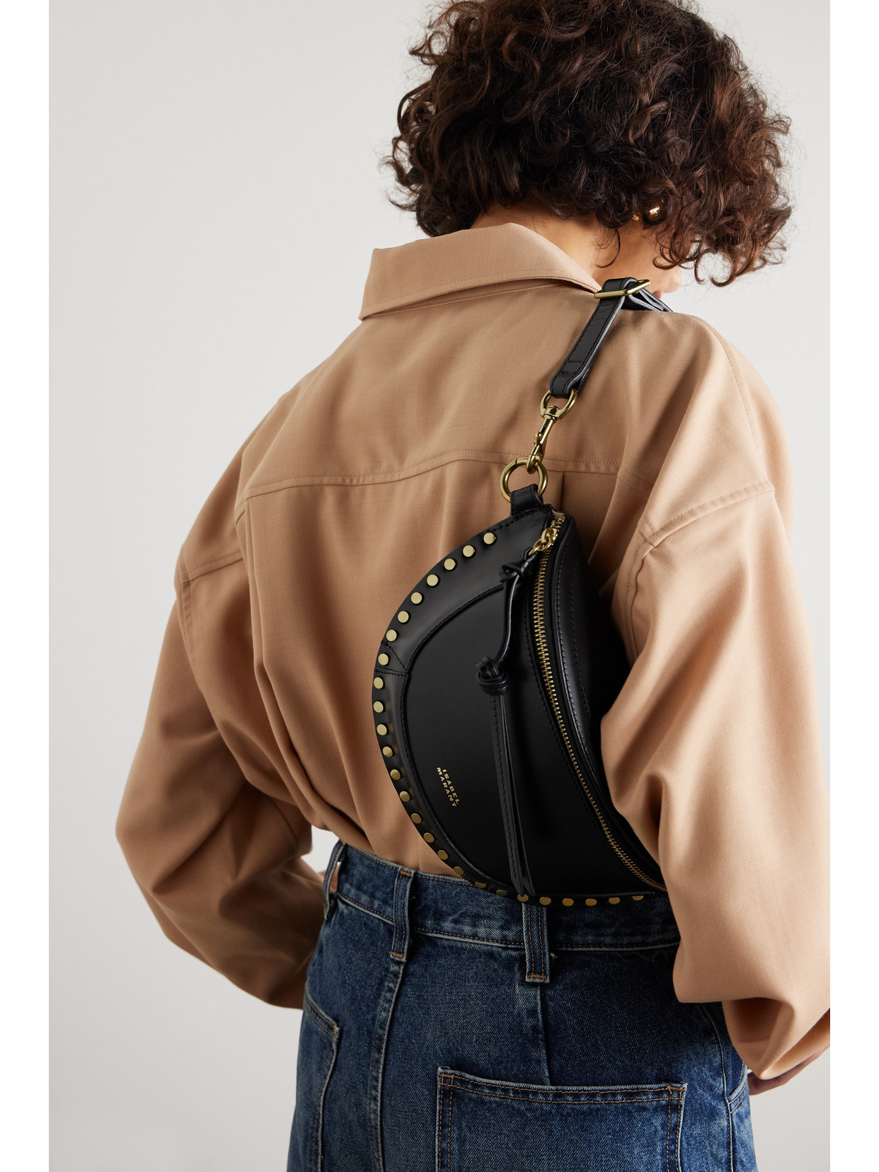 Isabel Marant Skano Studded Leather Belt Bag In Black