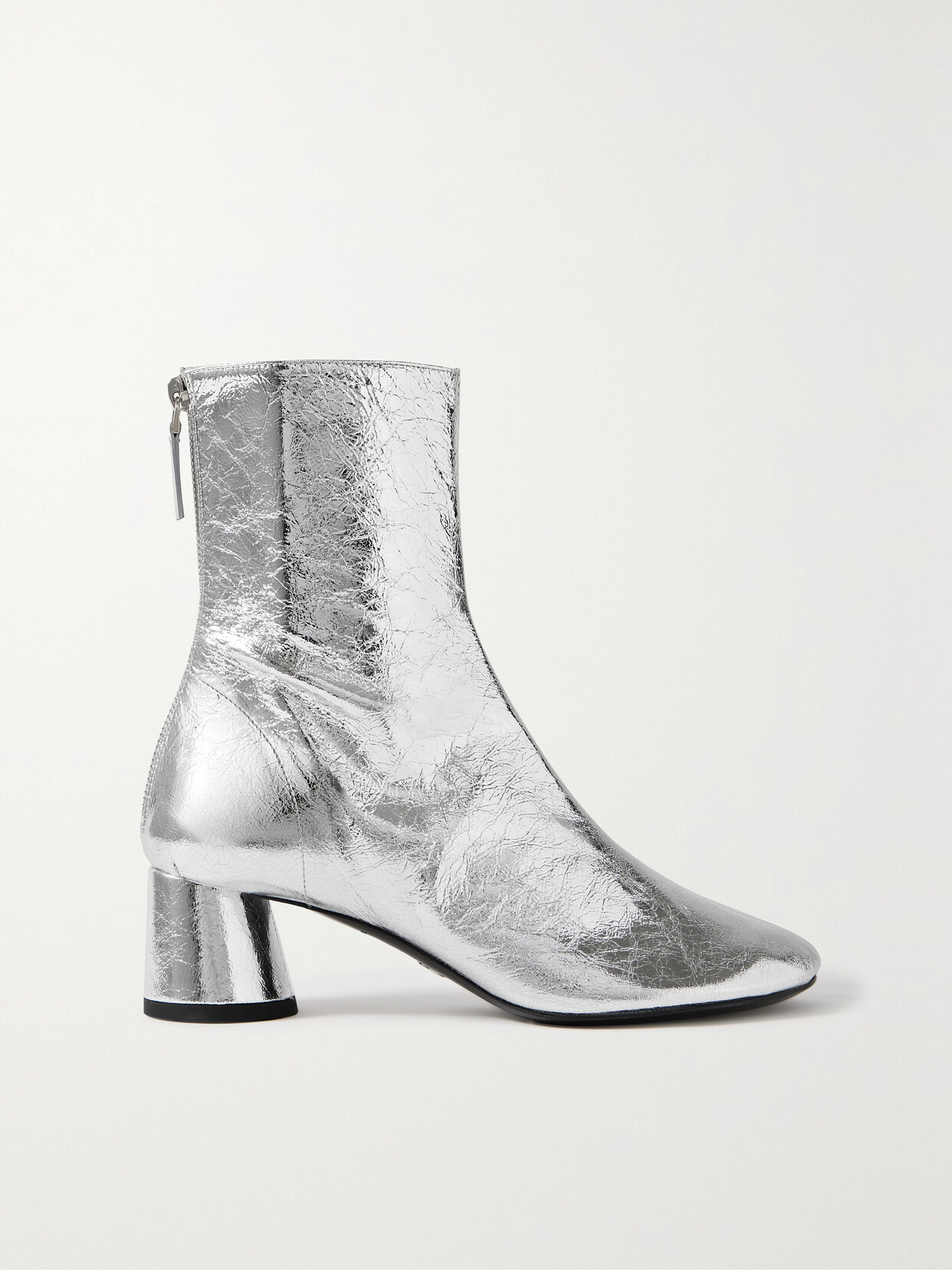 Shop Proenza Schouler Glove Metallic Crinkled-leather Ankle Boots In Silver