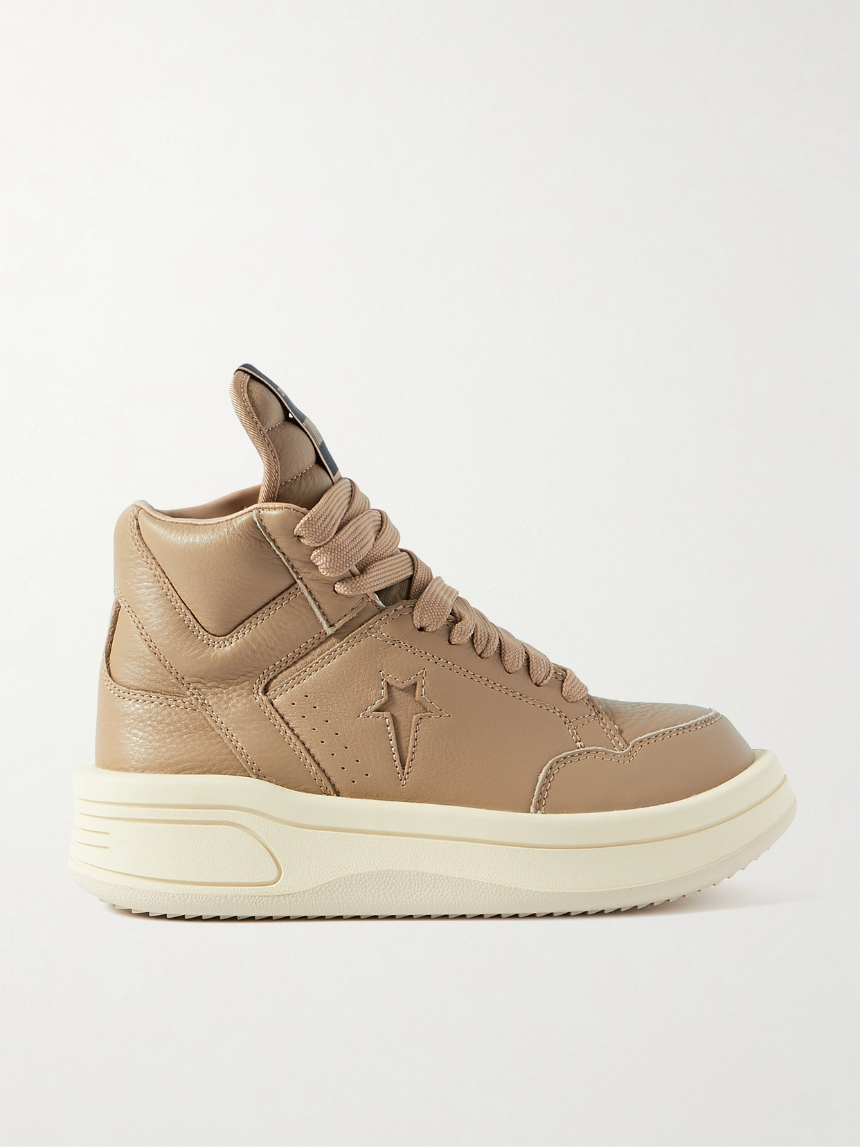 RICK OWENS + CONVERSE TURBOWPN LEATHER HIGH-TOP SNEAKERS