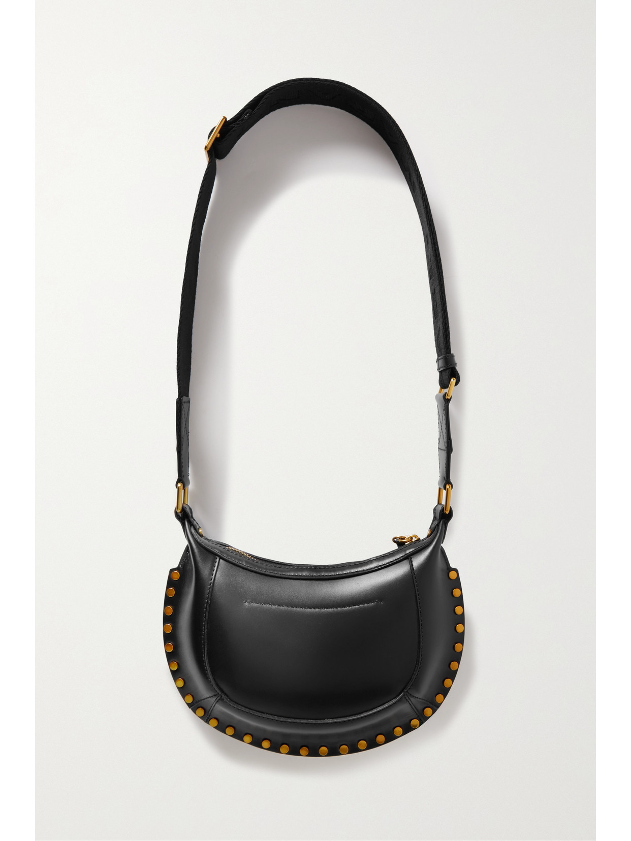 Shop Isabel Marant Mini Moon Stud-embellished Leather Shoulder Bag In Black