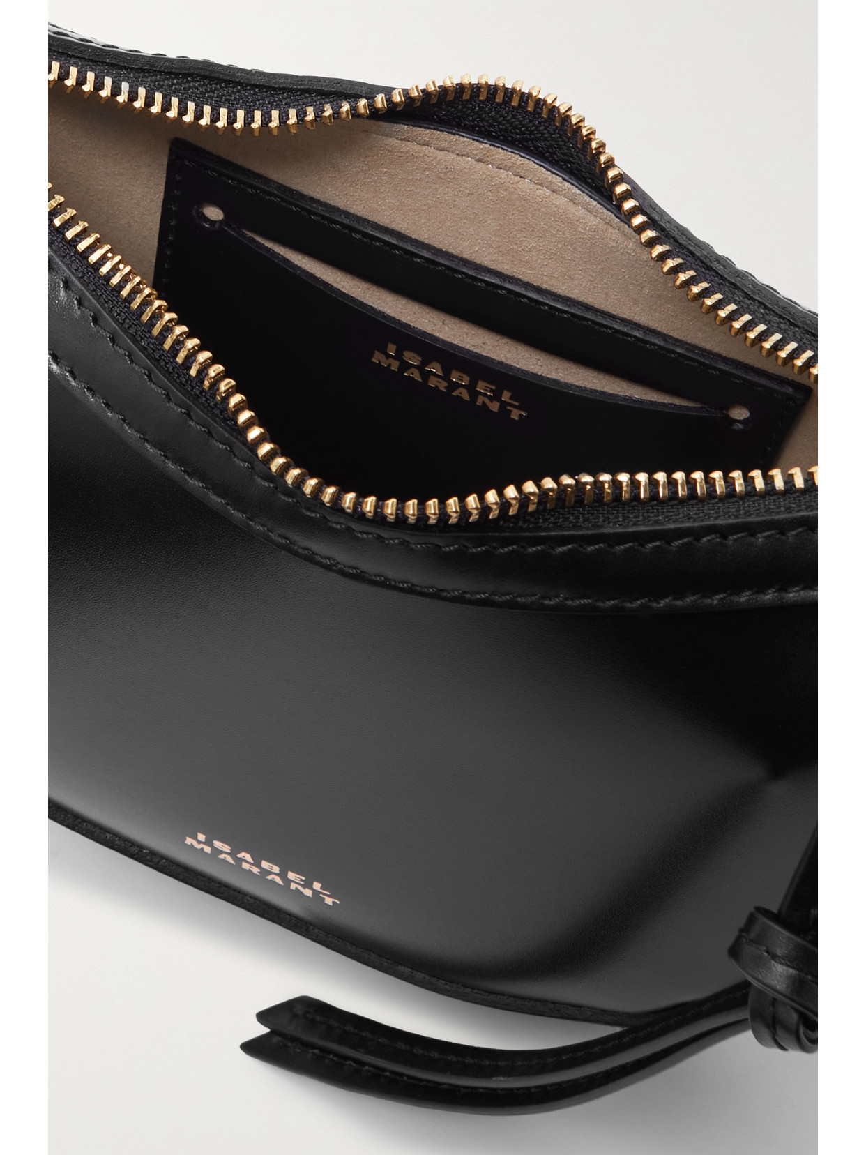 Isabel Marant Mini Moon Stud-embellished Leather Shoulder Bag In Black