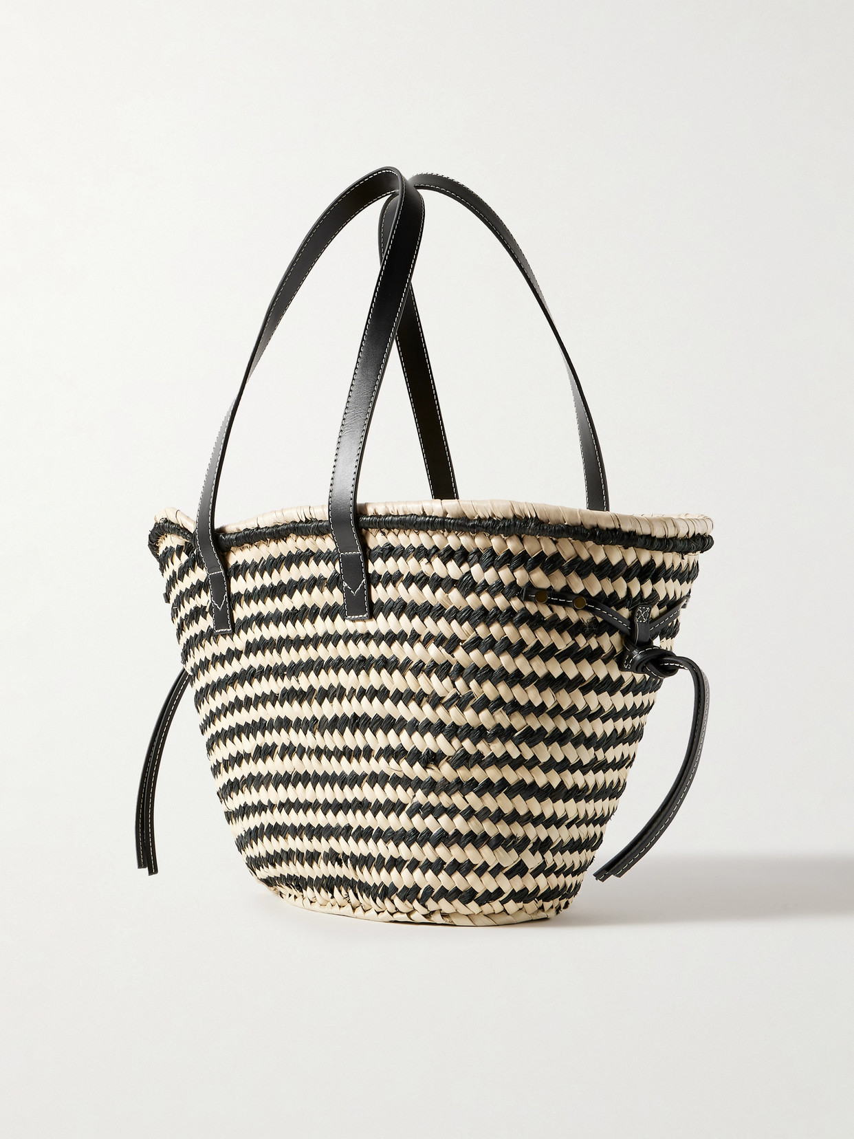 Shop Isabel Marant Cadix Leather-trimmed Raffia Tote In Black