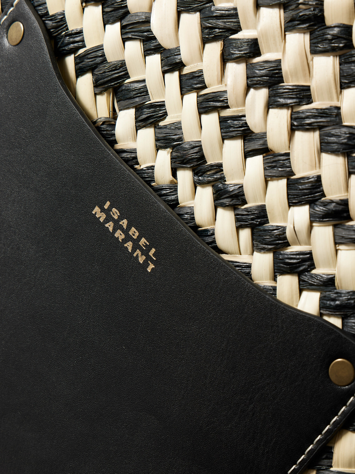 Isabel Marant Cadix Leather-trimmed Raffia Tote In Black