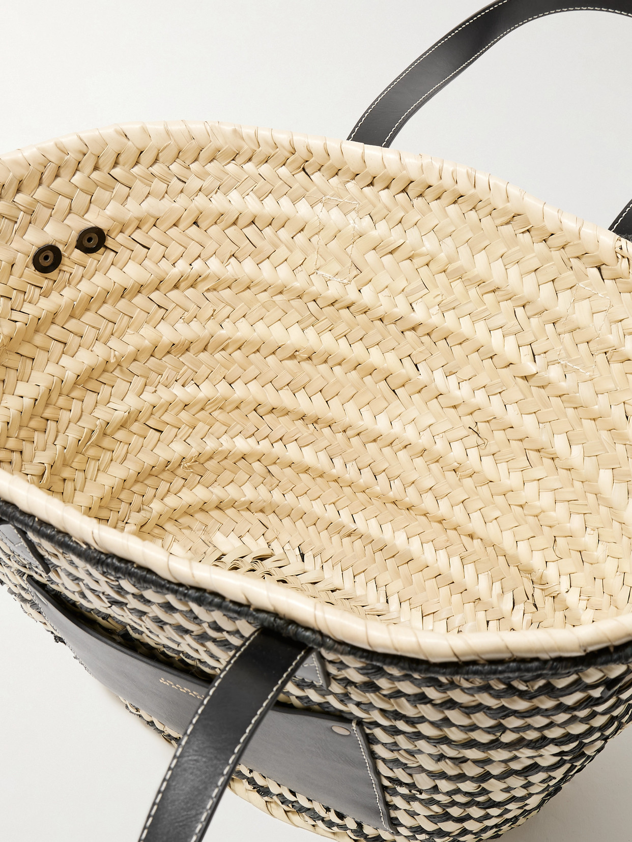 Isabel Marant Cadix Leather-trimmed Raffia Tote In Black