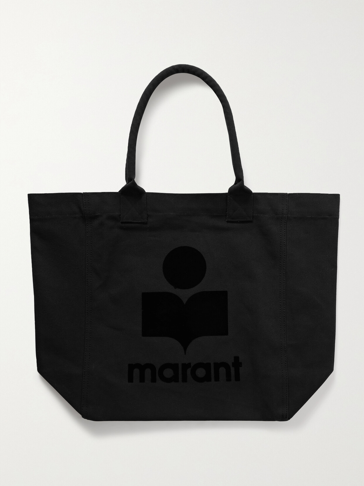Isabel Marant Yenky Flocked Cotton-canvas Tote In Black