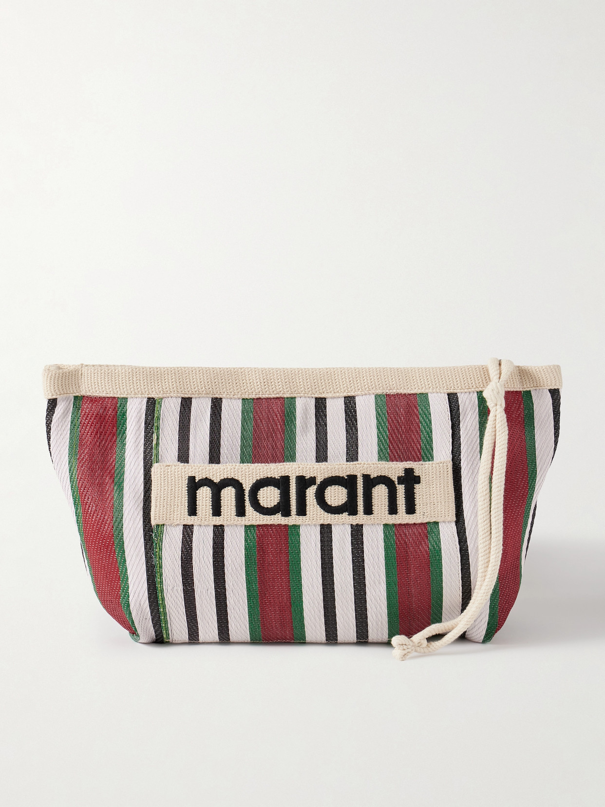 Isabel Marant Powden Striped Canvas-trimmed Nylon Pouch In Red