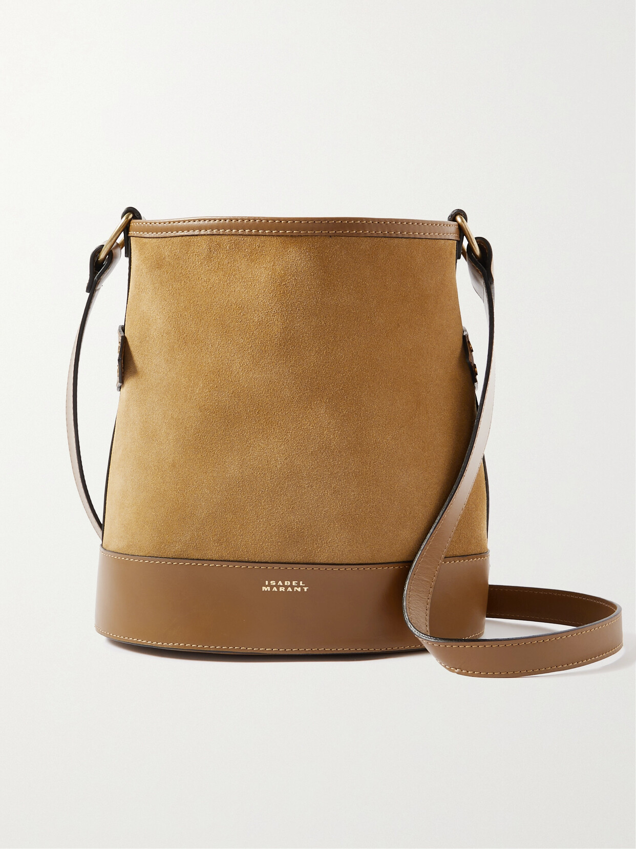 Isabel Marant - Samara Leather-trimmed Suede Bucket Bag - Neutrals