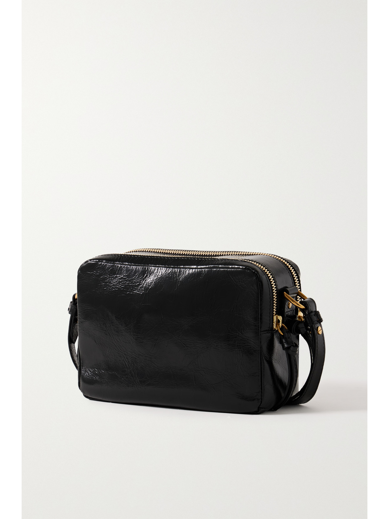 Isabel Marant Wardy Crinkled-leather Shoulder Bag In Black