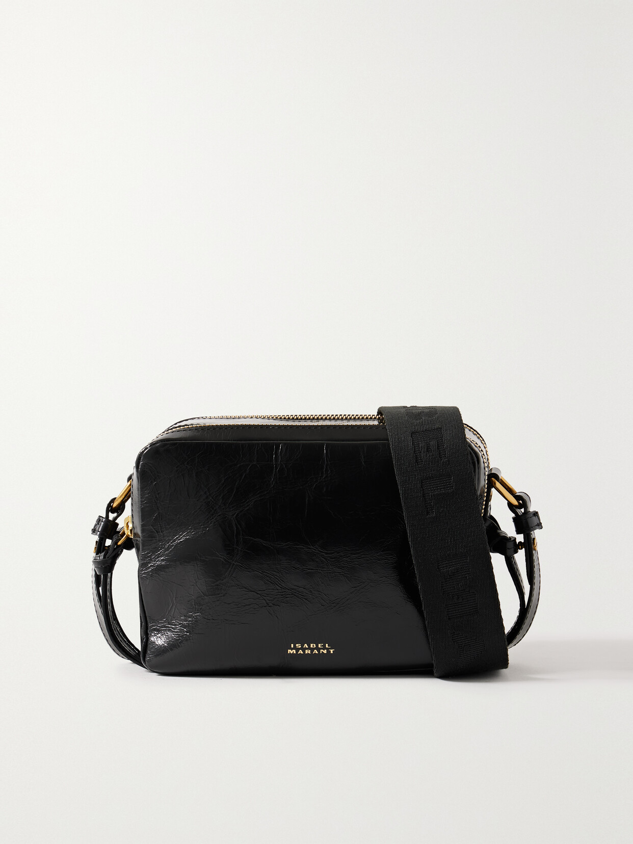 Isabel Marant Wardy Crinkled-leather Shoulder Bag In Black