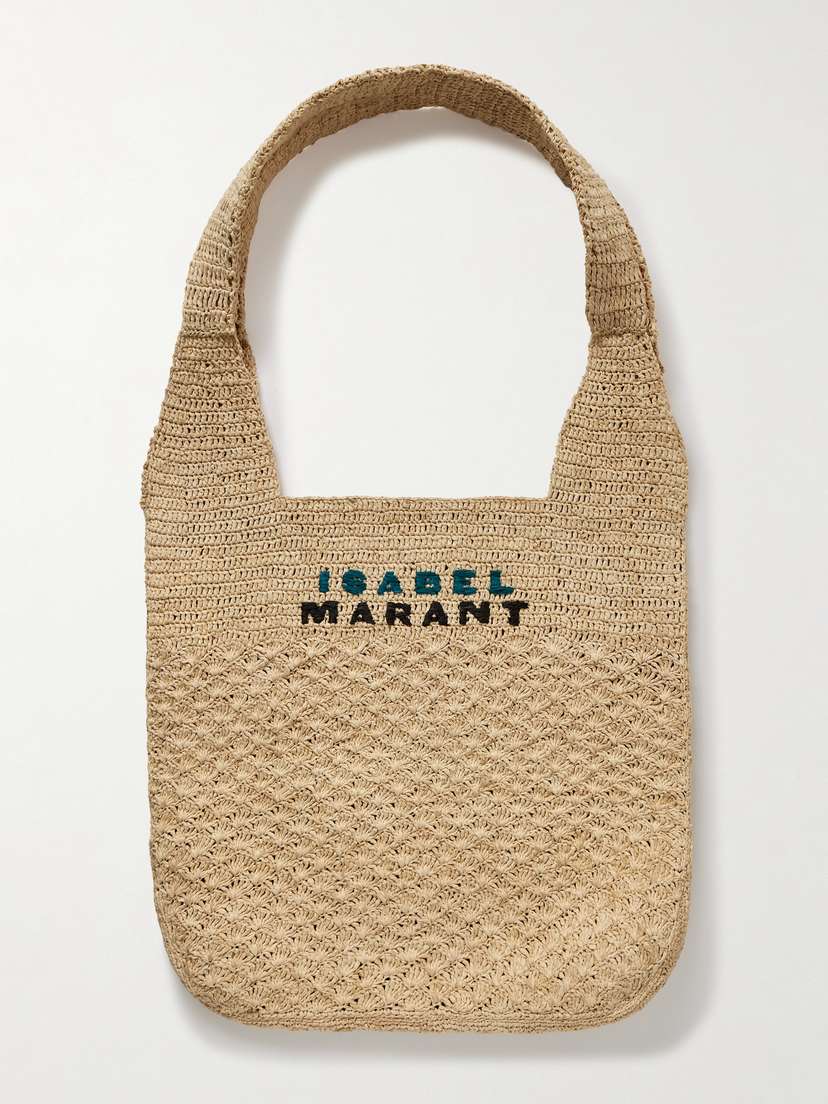 Isabel Marant Praia Medium Embroidered Woven Raffia Tote