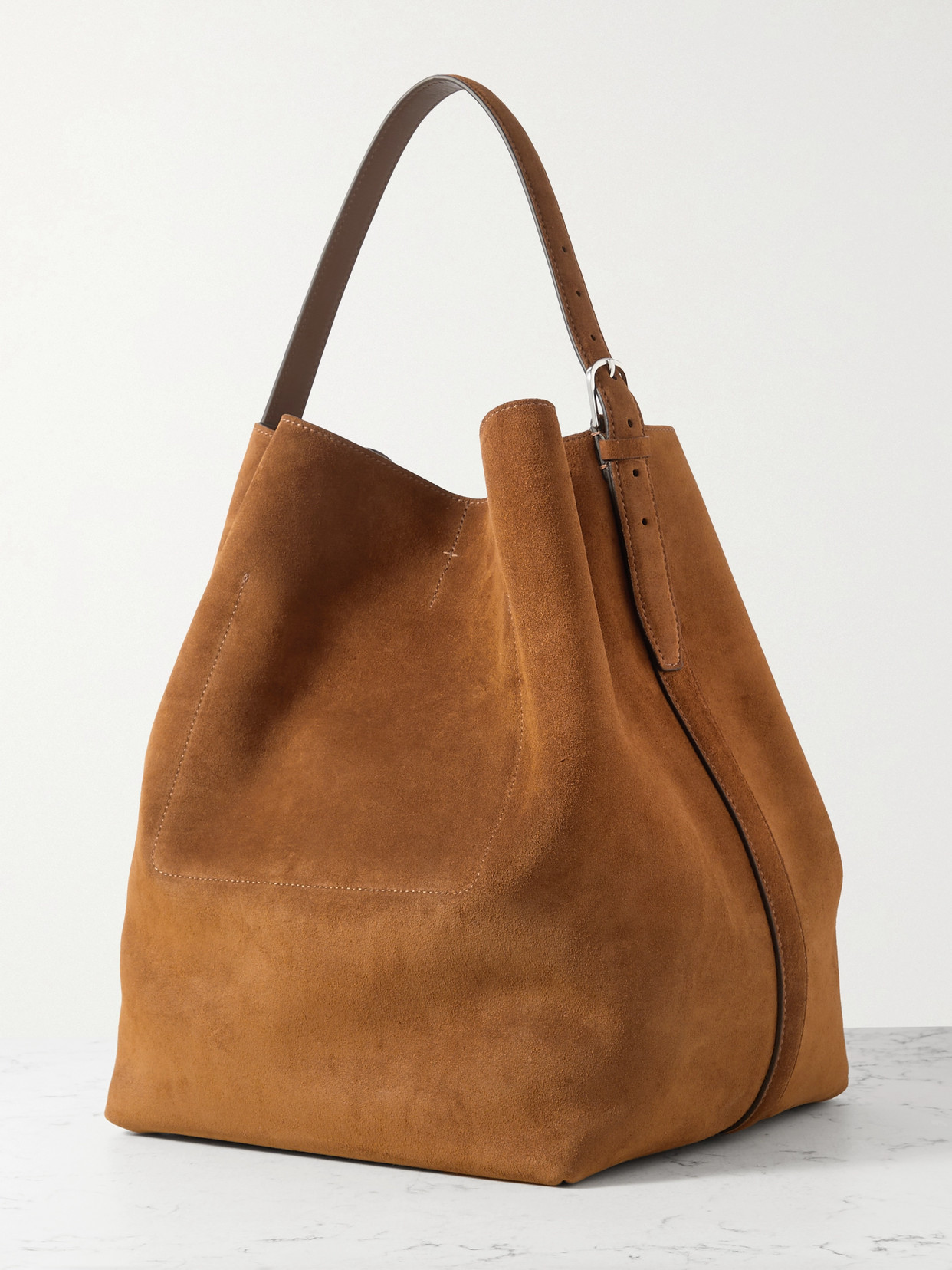 Shop Totême Suede Tote In Brown