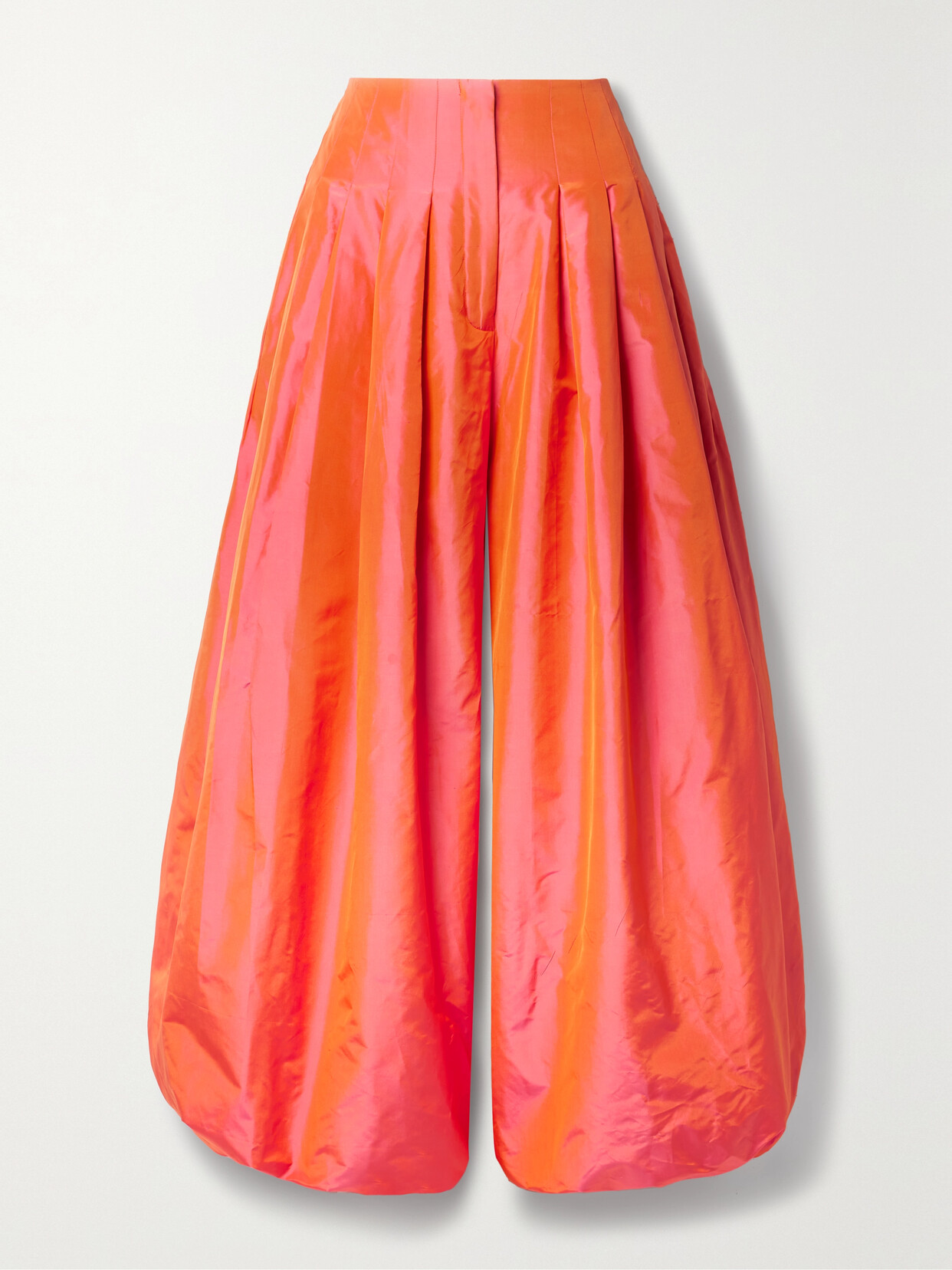 Christopher John Rogers - Pleated Silk-taffeta Wide-leg Pants - Orange