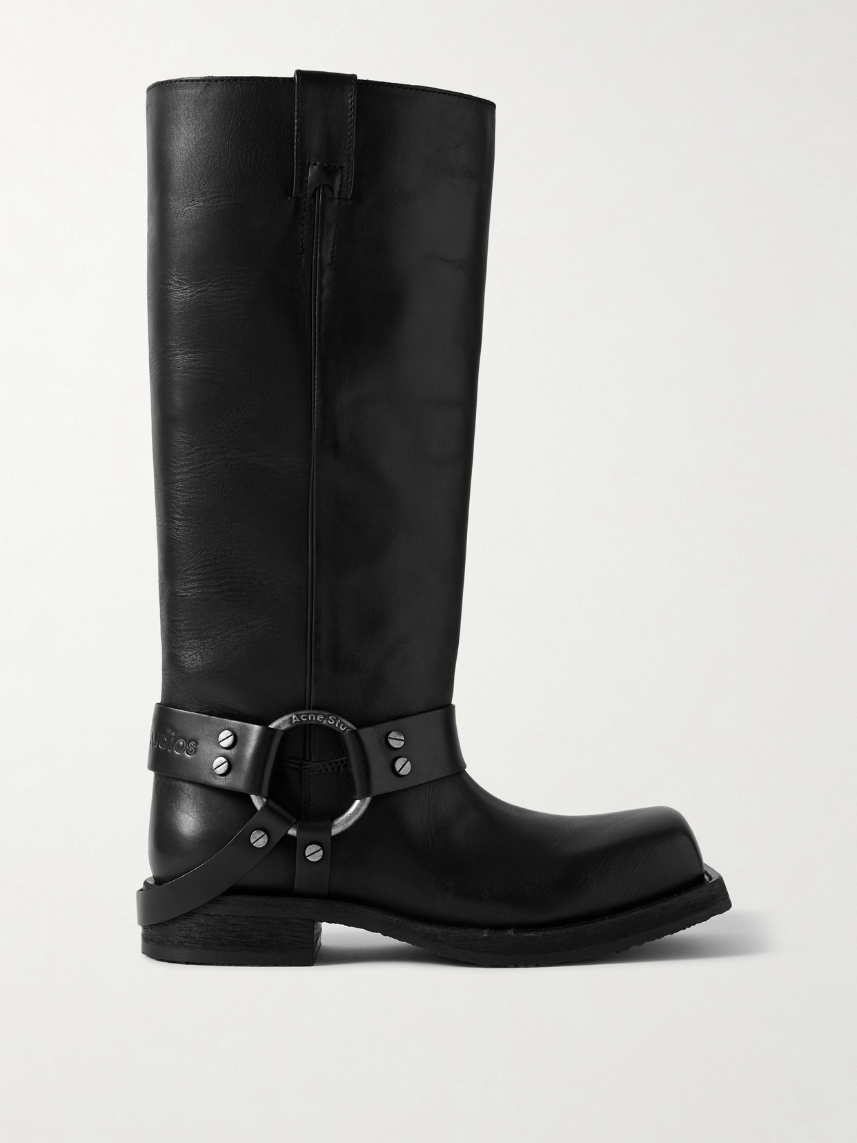 Shop Acne Studios + Net Sustain Embellished Leather Knee Boots In Black