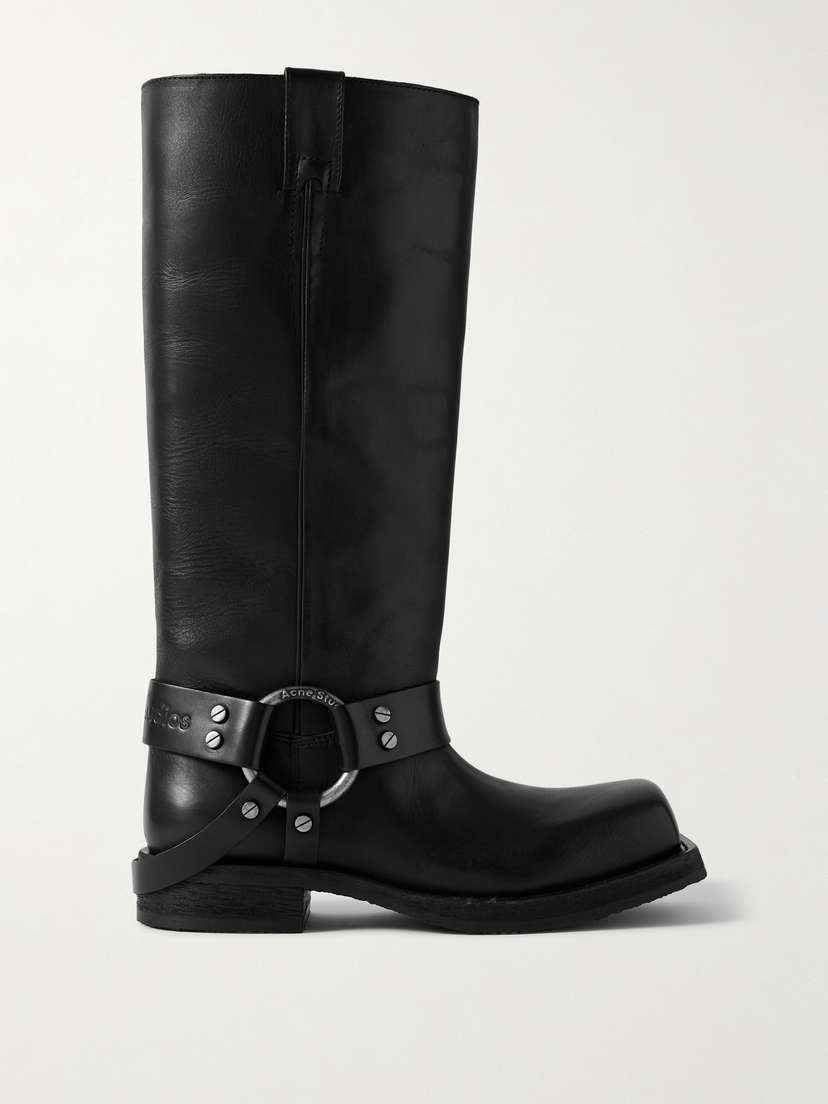 Acne Studios + Net Sustain Embellished Leather Knee Boots