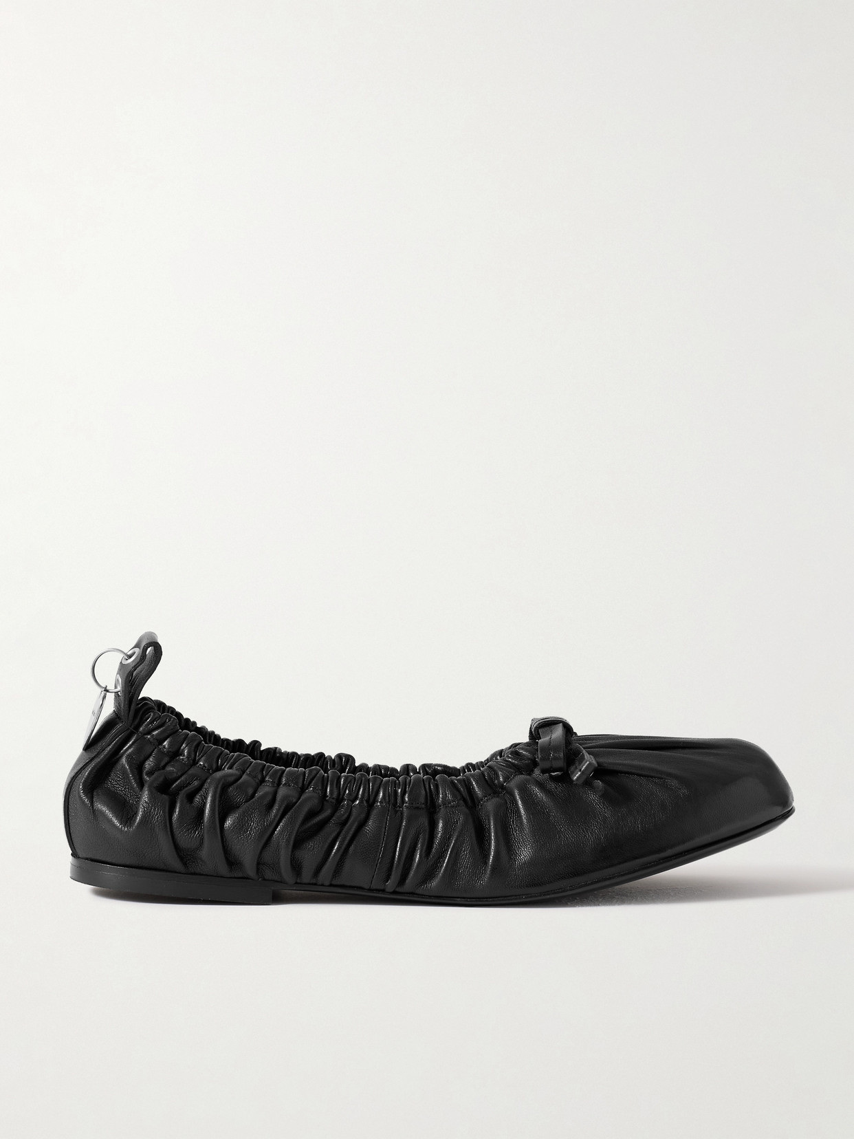 Acne Studios Ruched Leather Ballet Flats In Black