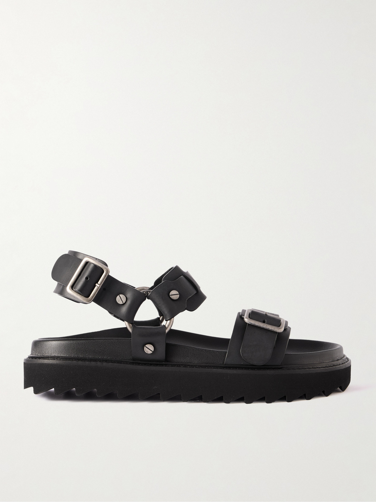 Acne Studios Debossed Leather Platform Sandals In Black