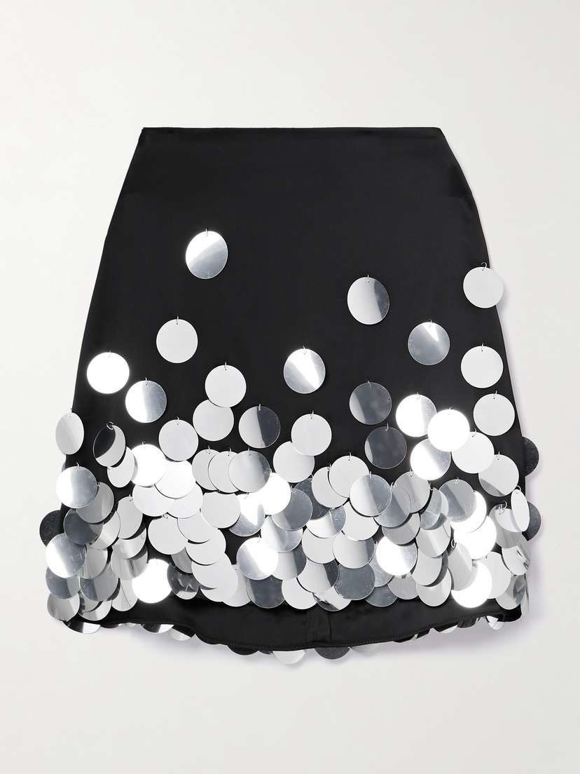 David Koma Paillette-embellished Satin Mini Skirt