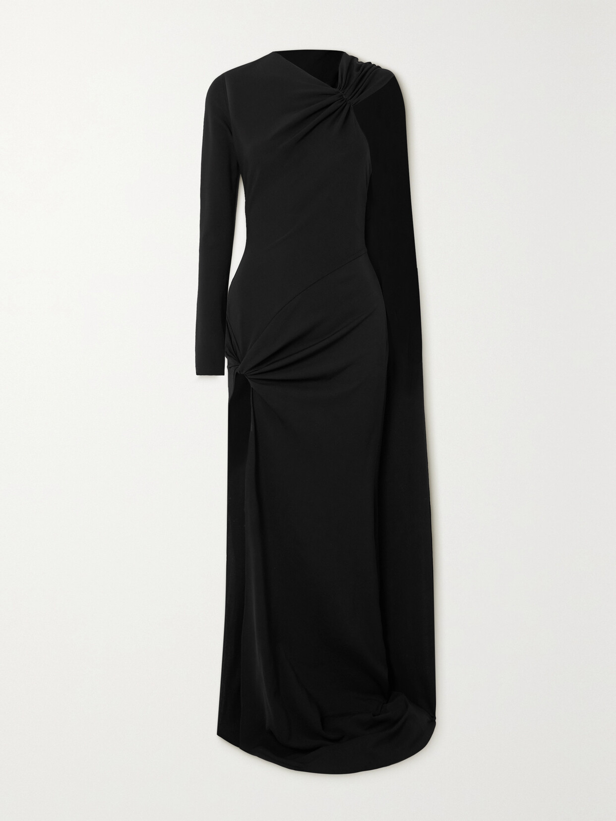 David Koma One-shoulder Asymmetric Knotted Cutout Jersey Gown In Black