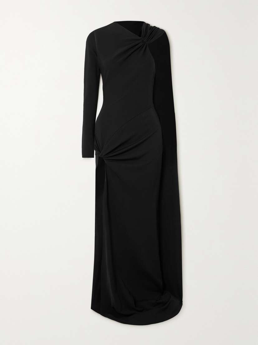 David Koma One-shoulder Asymmetric Knotted Cutout Jersey Gown
