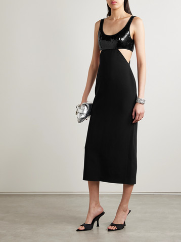 David Koma Cutout sequin-embellished cady midi dress