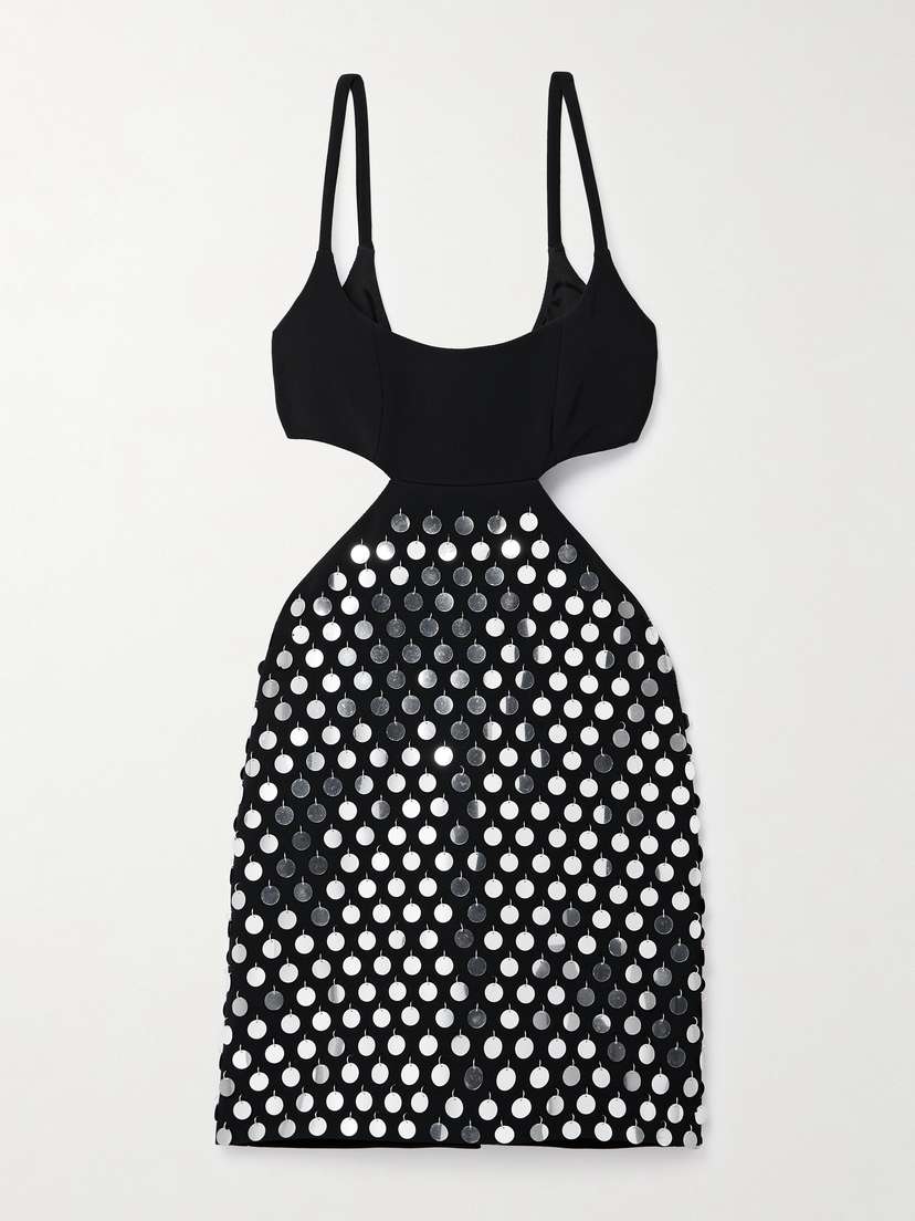 David Koma Cutout Paillette-embellished Cady Mini Dress