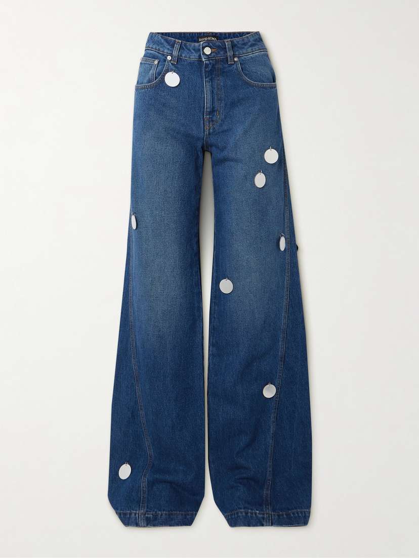 David Koma Embellished High-rise Wide-leg Jeans - UK 14
