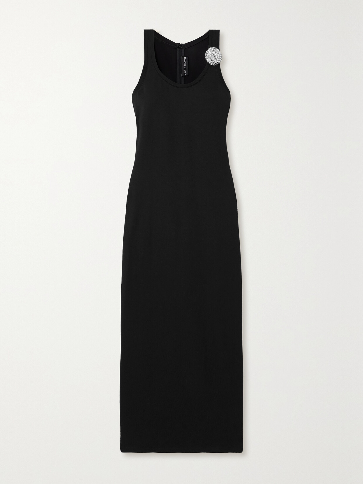 Shop David Koma Crystal-embellished Stretch-jersey Midi Dress In Black