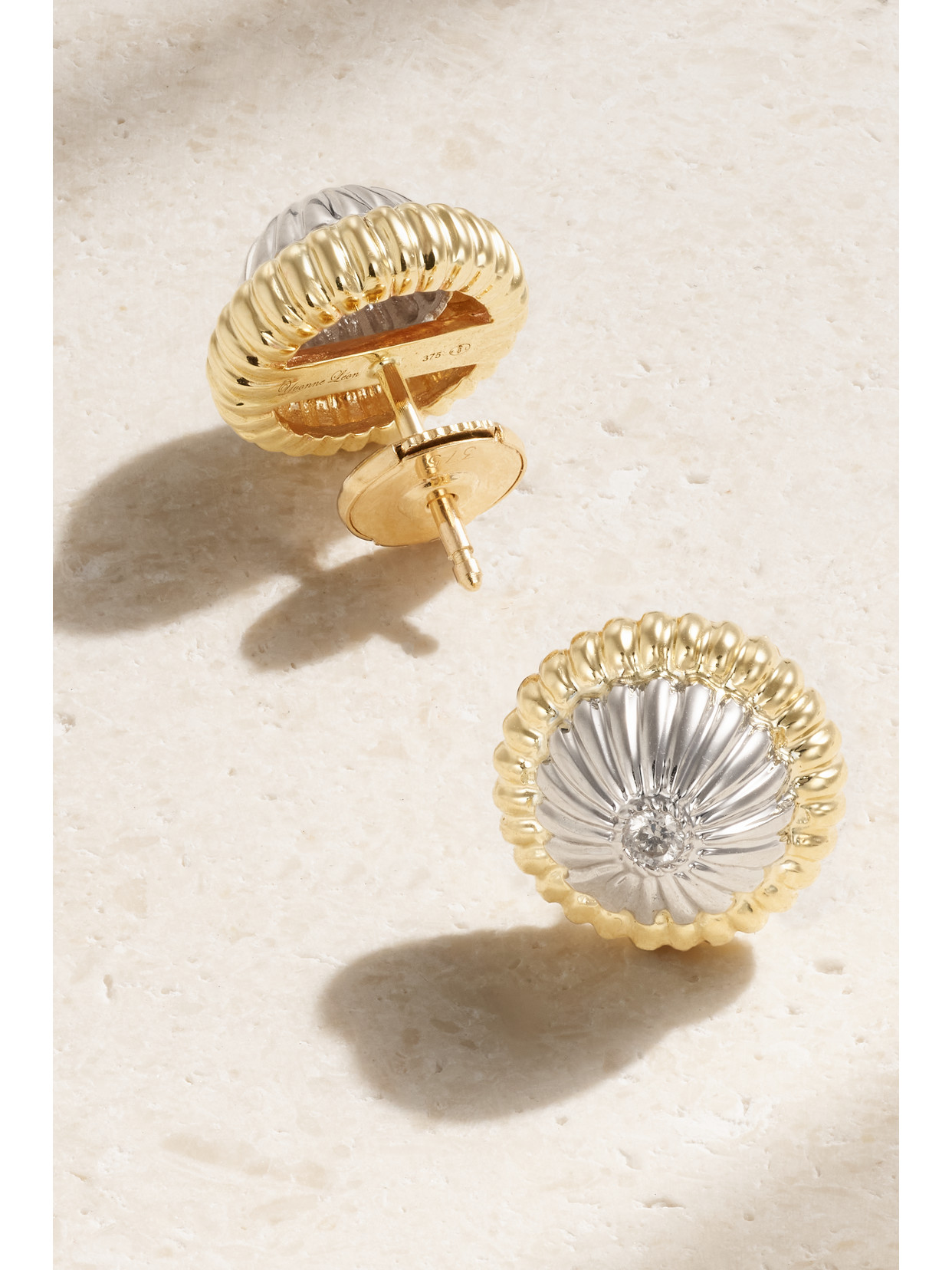 Shop Yvonne Léon 9-karat White And Yellow Gold Diamond Earrings