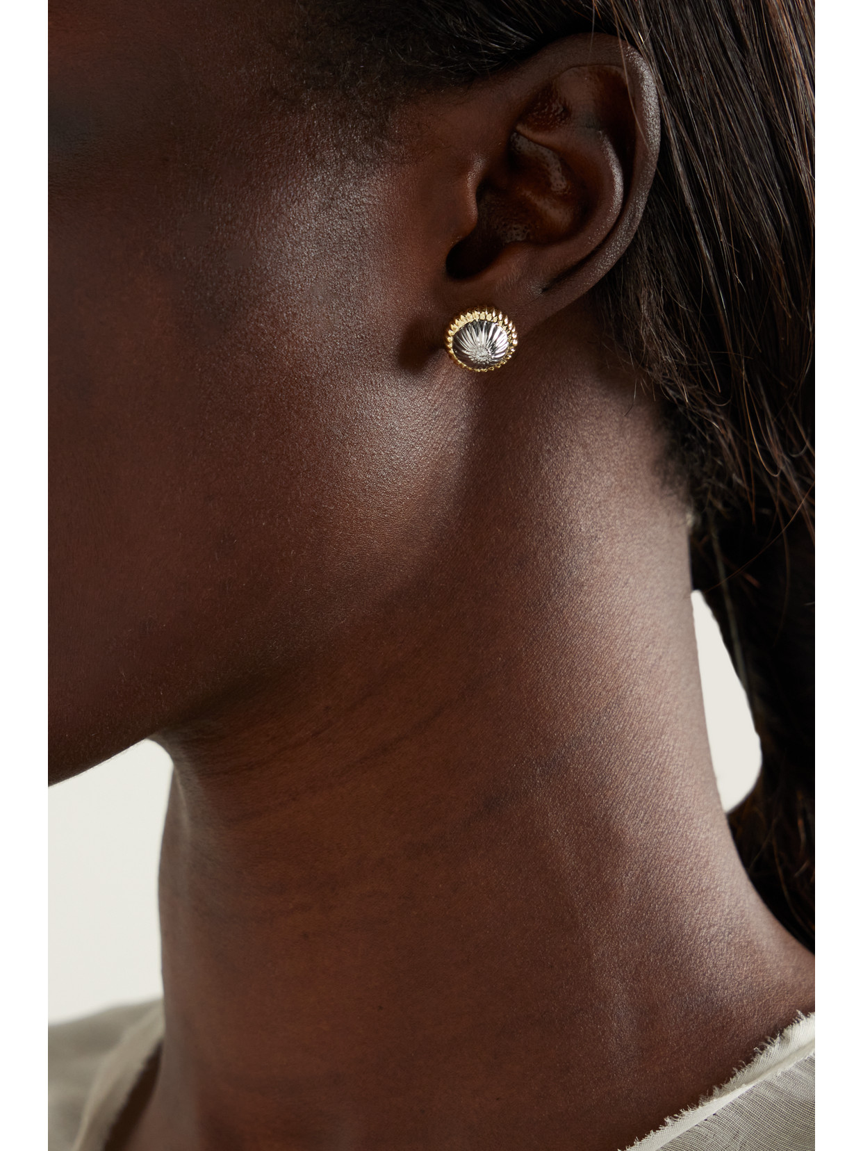 Shop Yvonne Léon 9-karat White And Yellow Gold Diamond Earrings