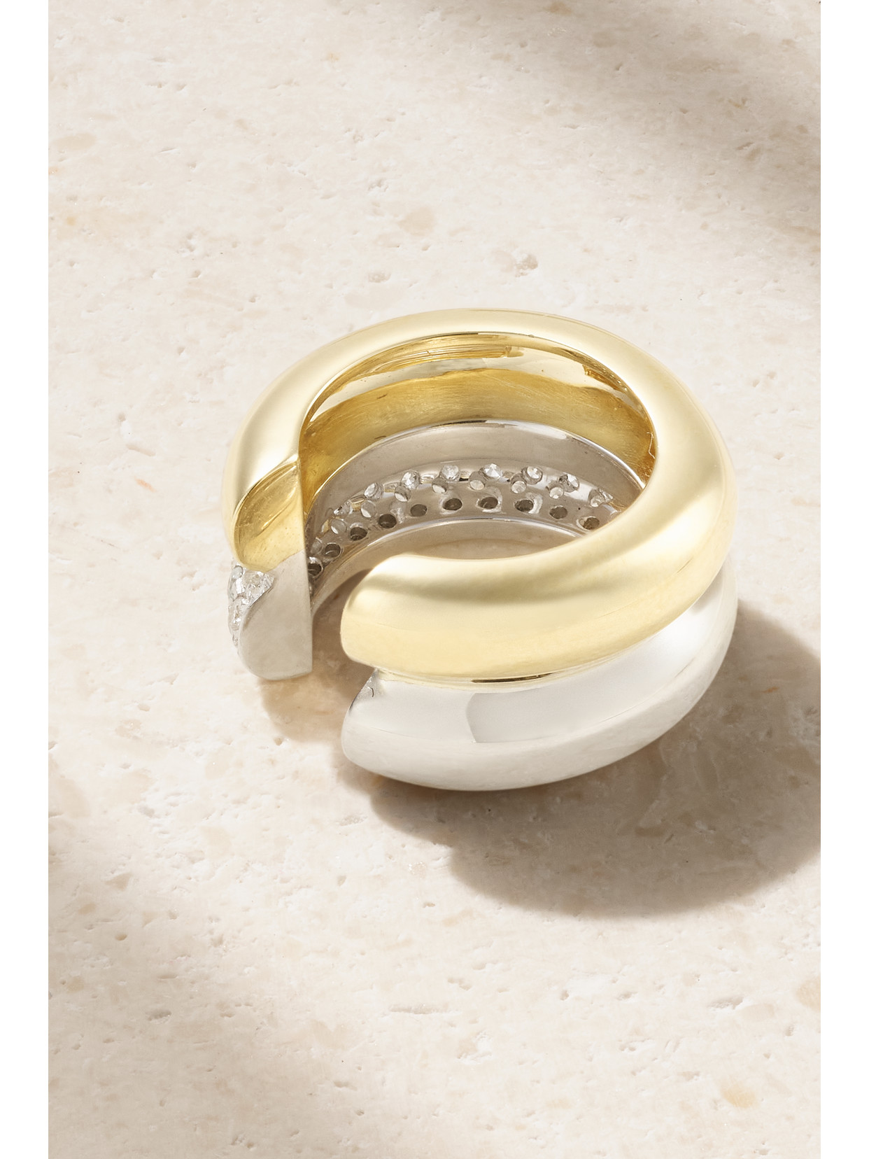 Yvonne Léon 9-karat Yellow And White Gold Diamond Ear Cuff In Gold