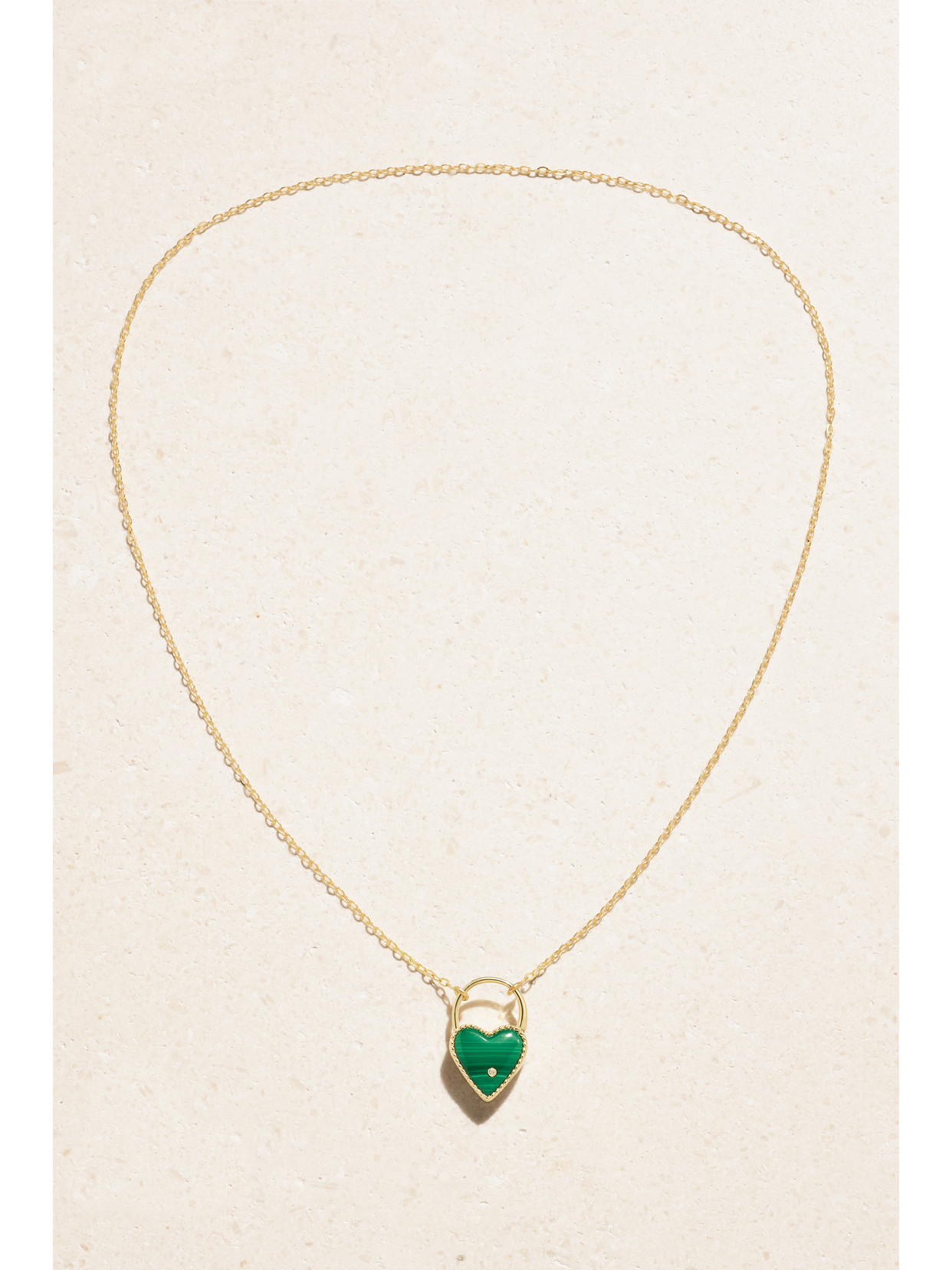 Shop Yvonne Léon 18-karat Gold, Malachite And Diamond Necklace