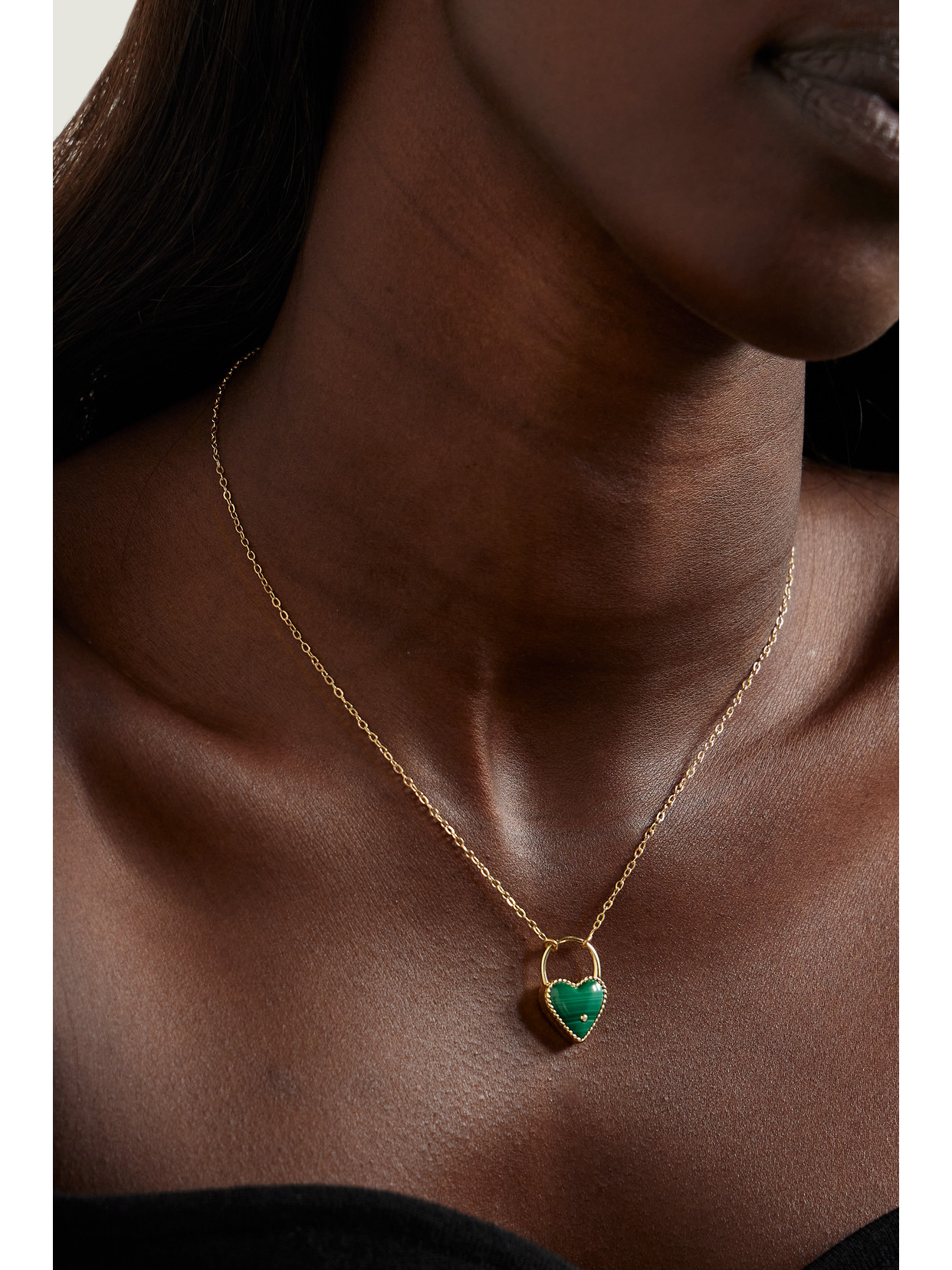 Shop Yvonne Léon 18-karat Gold, Malachite And Diamond Necklace