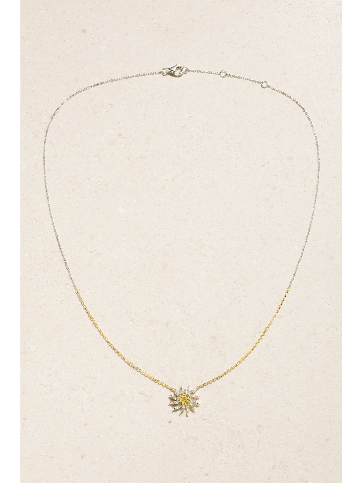 Shop Yvonne Léon Soleil 18-karat White And Yellow Gold, Citrine And Diamond Necklace