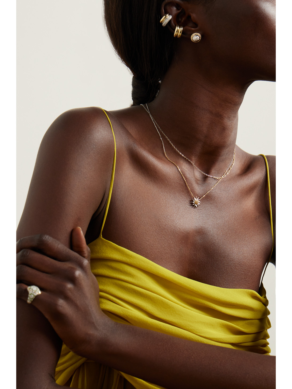 Shop Yvonne Léon Soleil 18-karat White And Yellow Gold, Citrine And Diamond Necklace