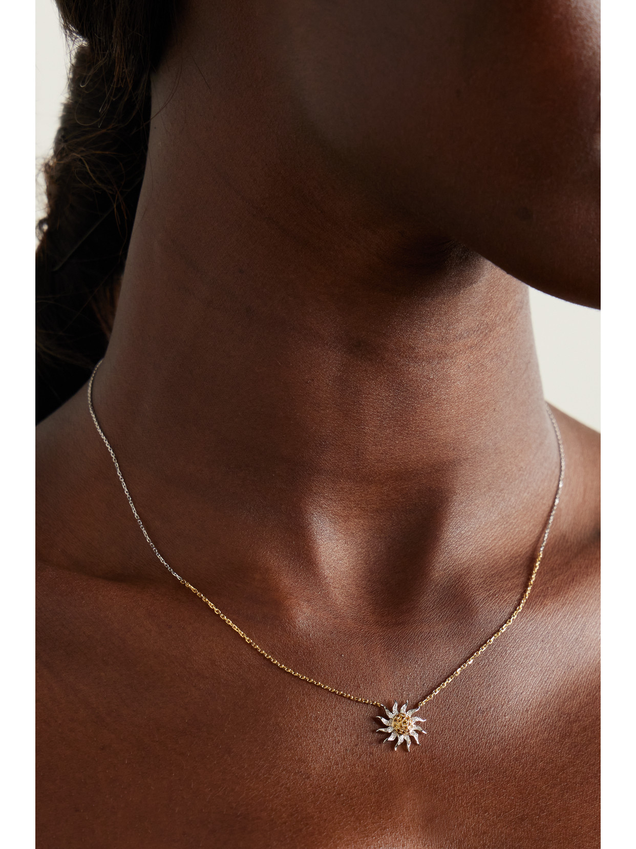 Shop Yvonne Léon Soleil 18-karat White And Yellow Gold, Citrine And Diamond Necklace