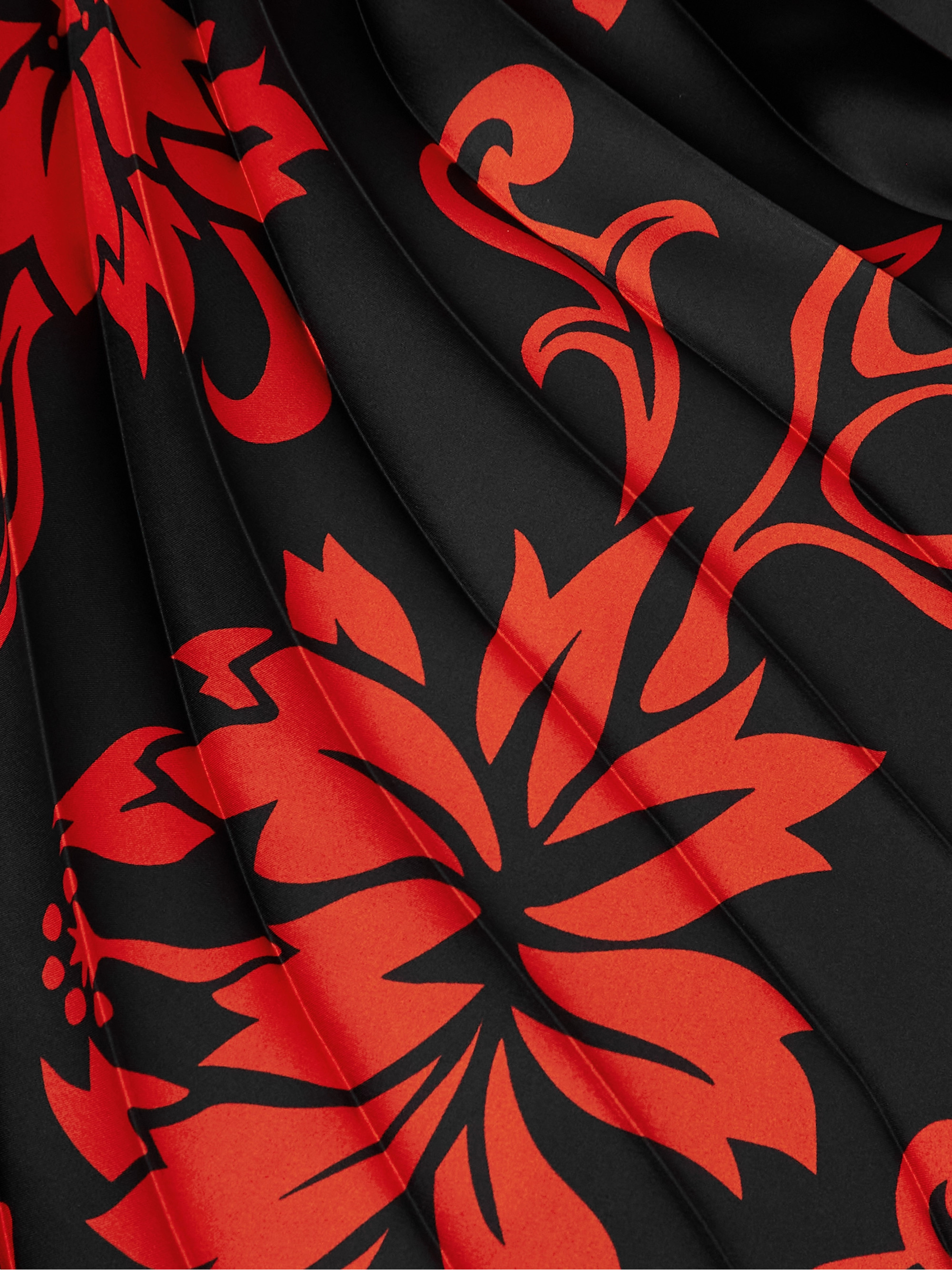 Sacai Pleated floral-print satin midi skirt thumbnail