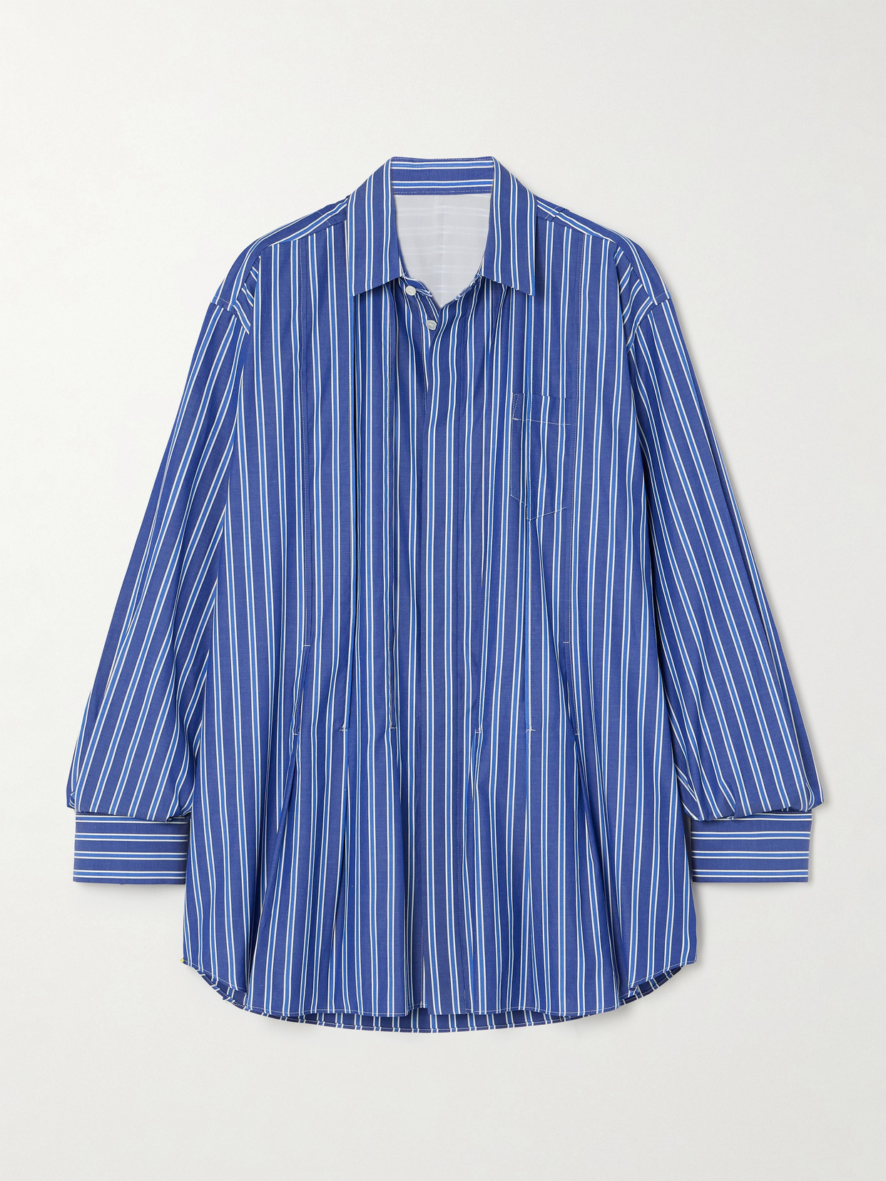 Sacai Oversized Pleated Striped Cotton-poplin Shirt - Multi