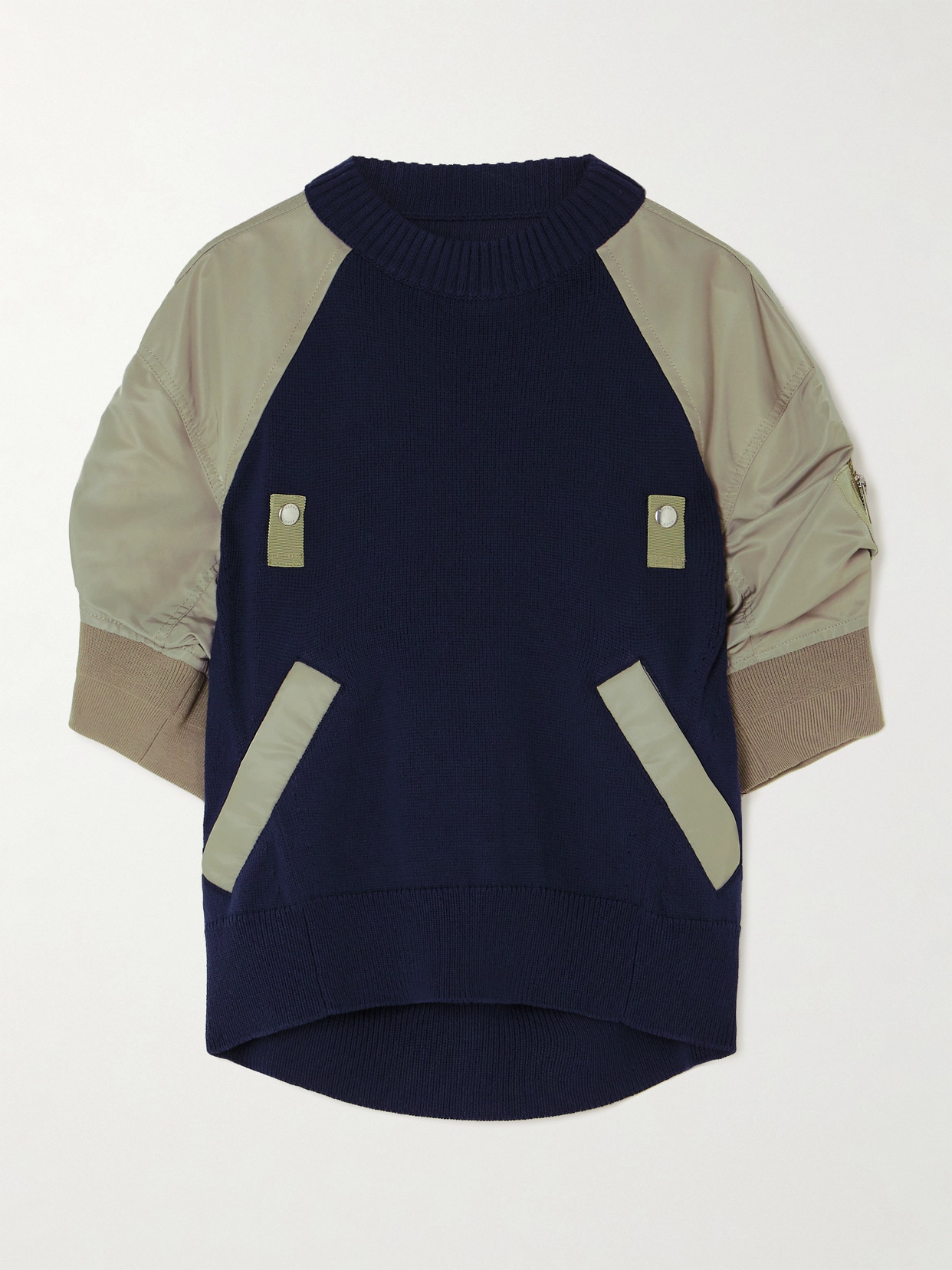 Sacai Paneled Shell And Cotton-blend Top In Blue