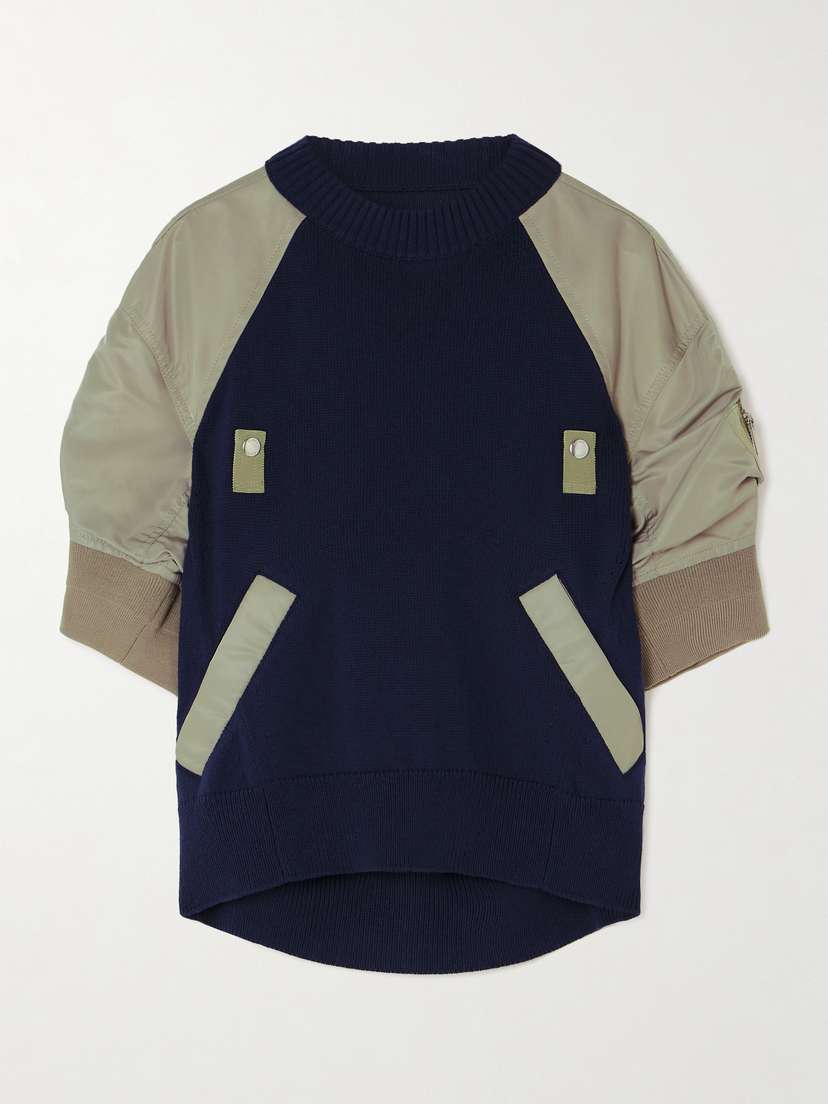 Sacai Paneled Shell And Cotton-blend Top