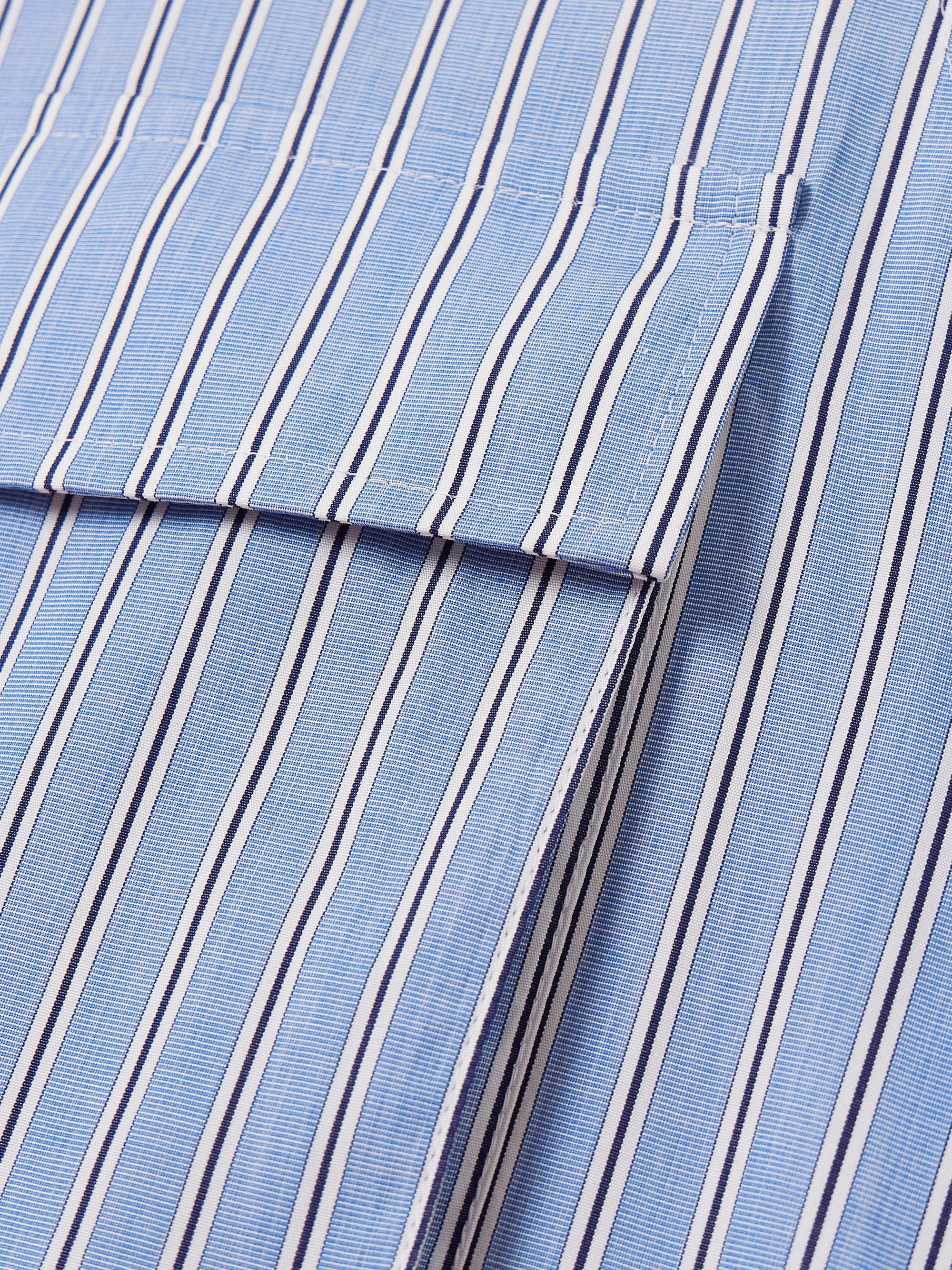 Sacai Chiffon-trimmed pleated striped cotton-poplin mini shirt dress