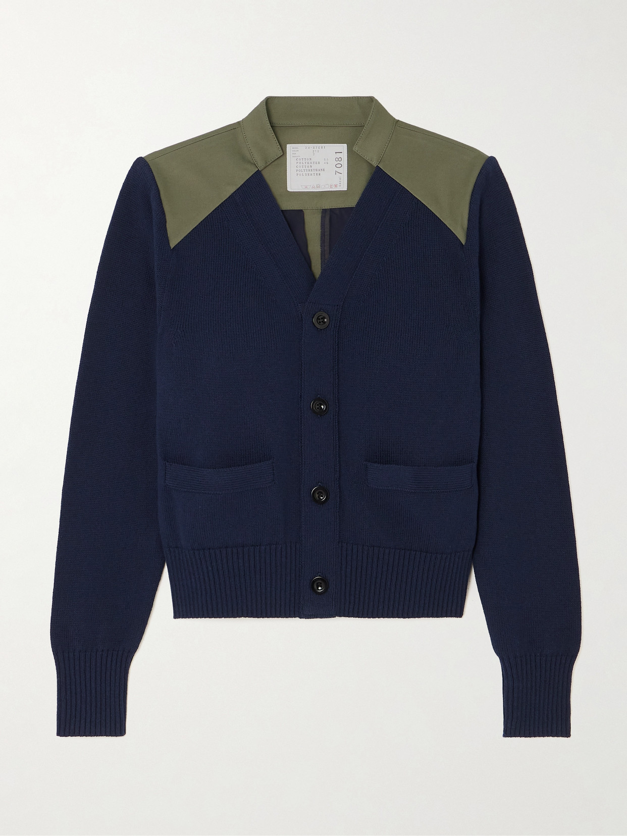 Sacai Pleated Cotton-blend And Gabardine Cardigan In Blue