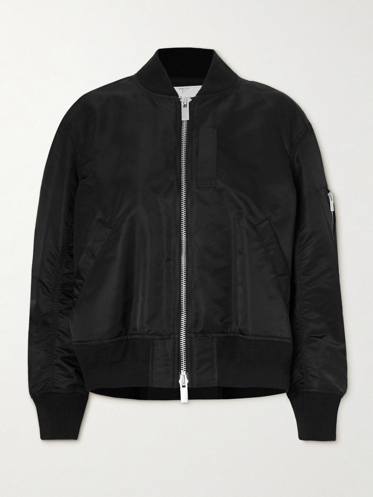 Sacai Grosgrain-trimmed Pleated Shell Bomber Jacket In Black