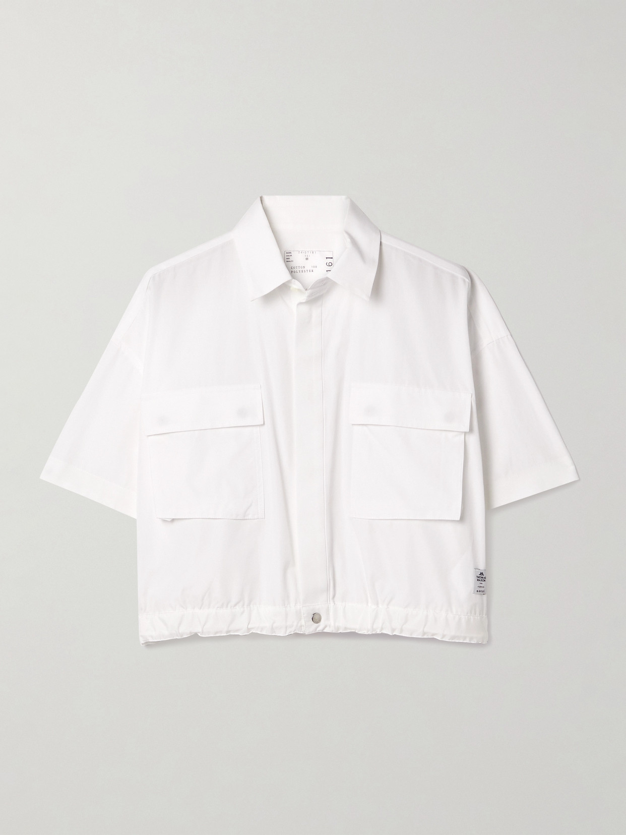 Sacai - + Thomas Mason Cropped Cotton-poplin Shirt - Neutrals