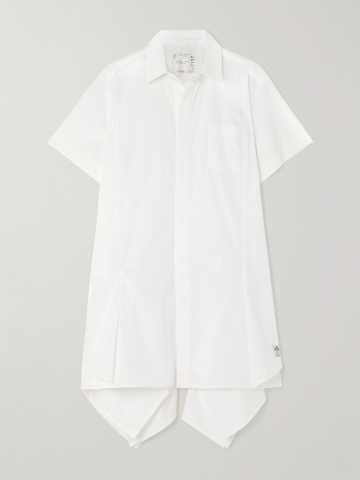 Sacai Cotton-poplin Mini Shirt Dress In Neutrals