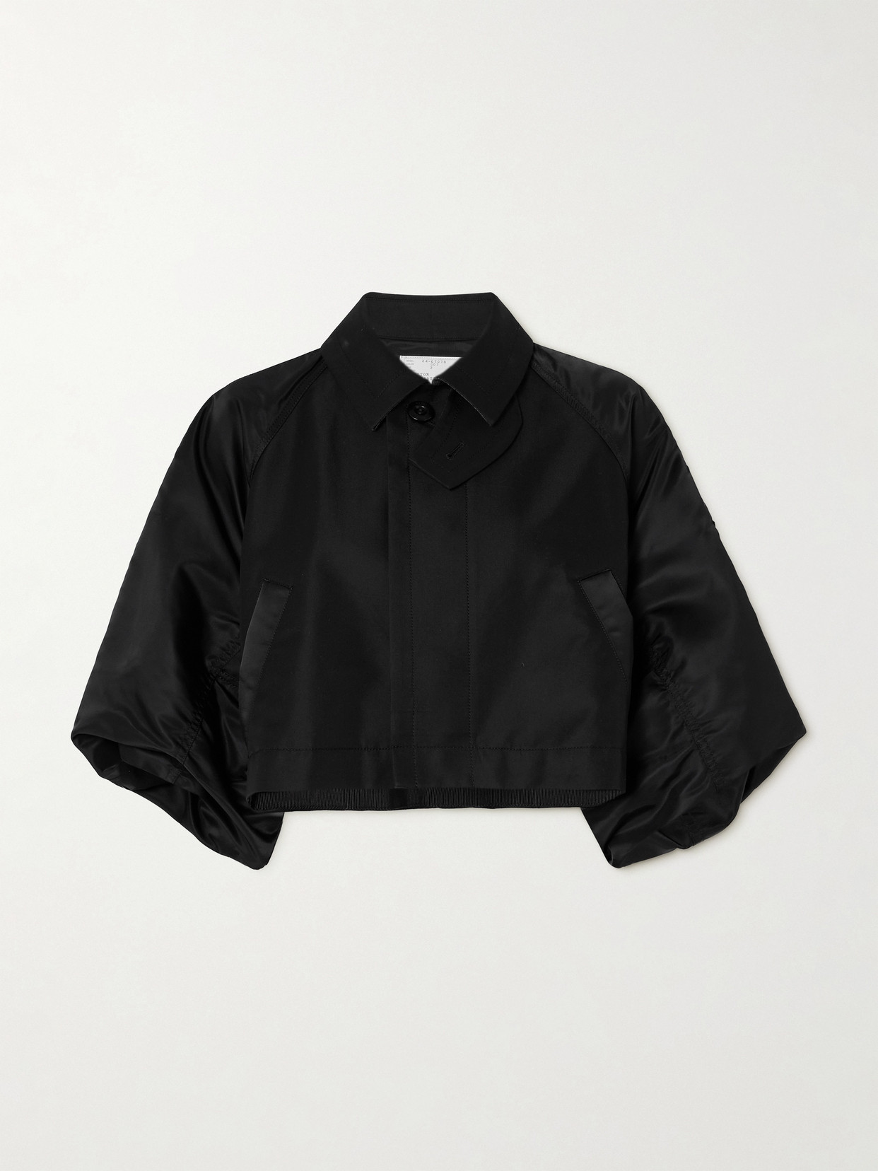 Shop Sacai Cropped Cotton-blend Shell Jacket In Black